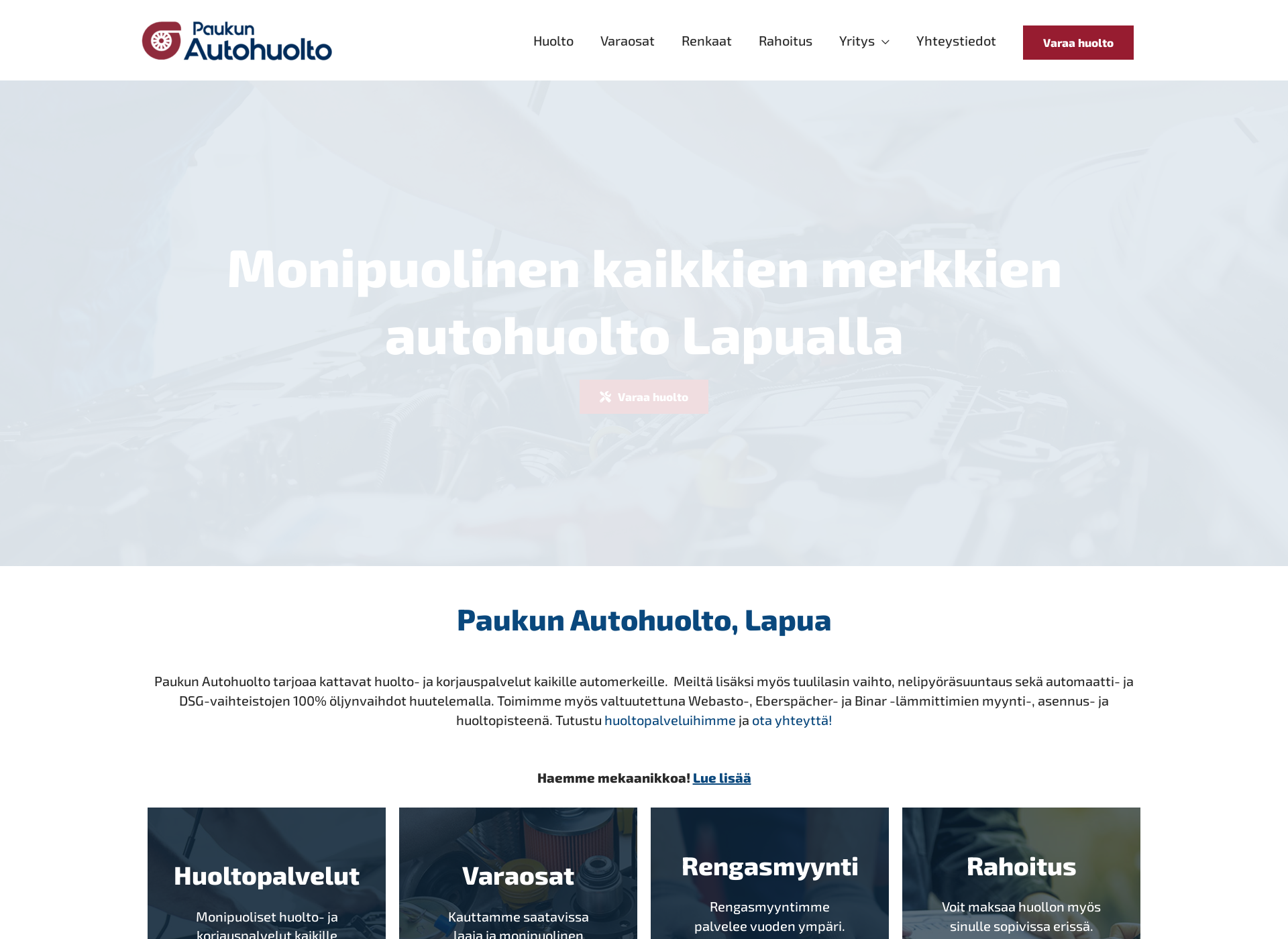 Screenshot for paukunautohuolto.fi