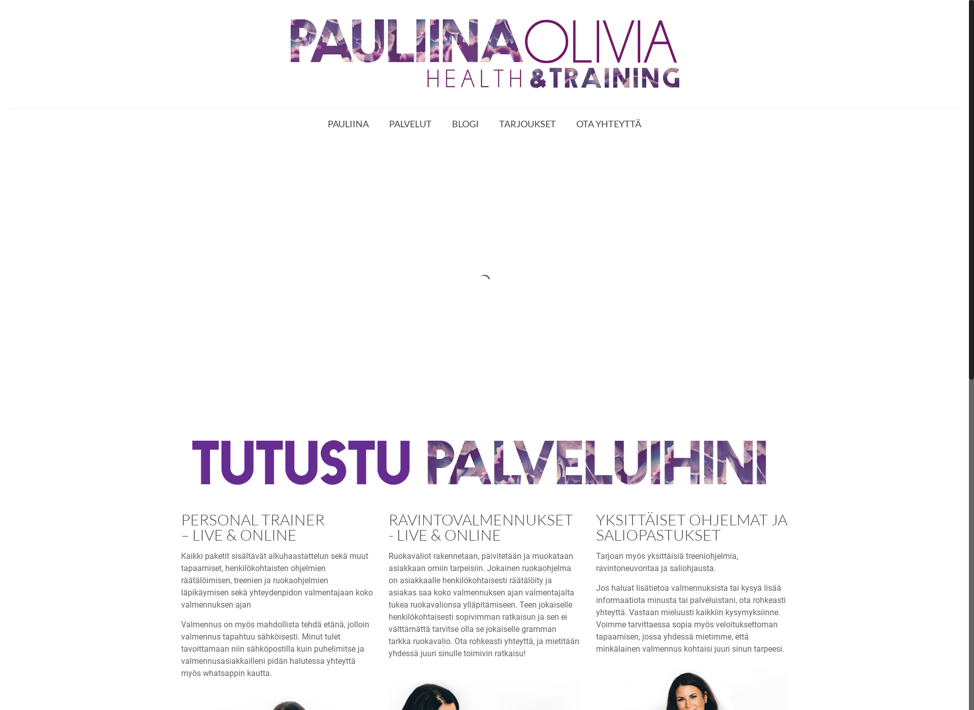 Skärmdump för pauliinaolivia.fi