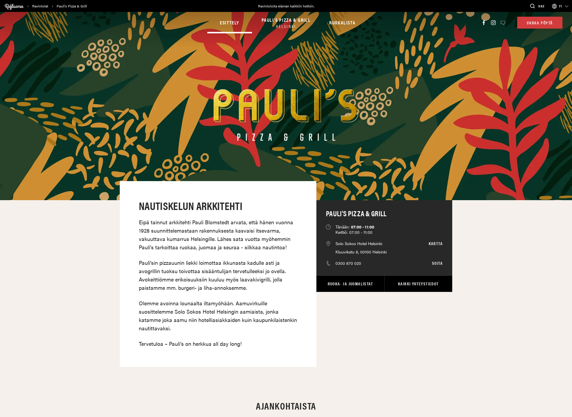 Skärmdump för paulis-pizza-grill.fi