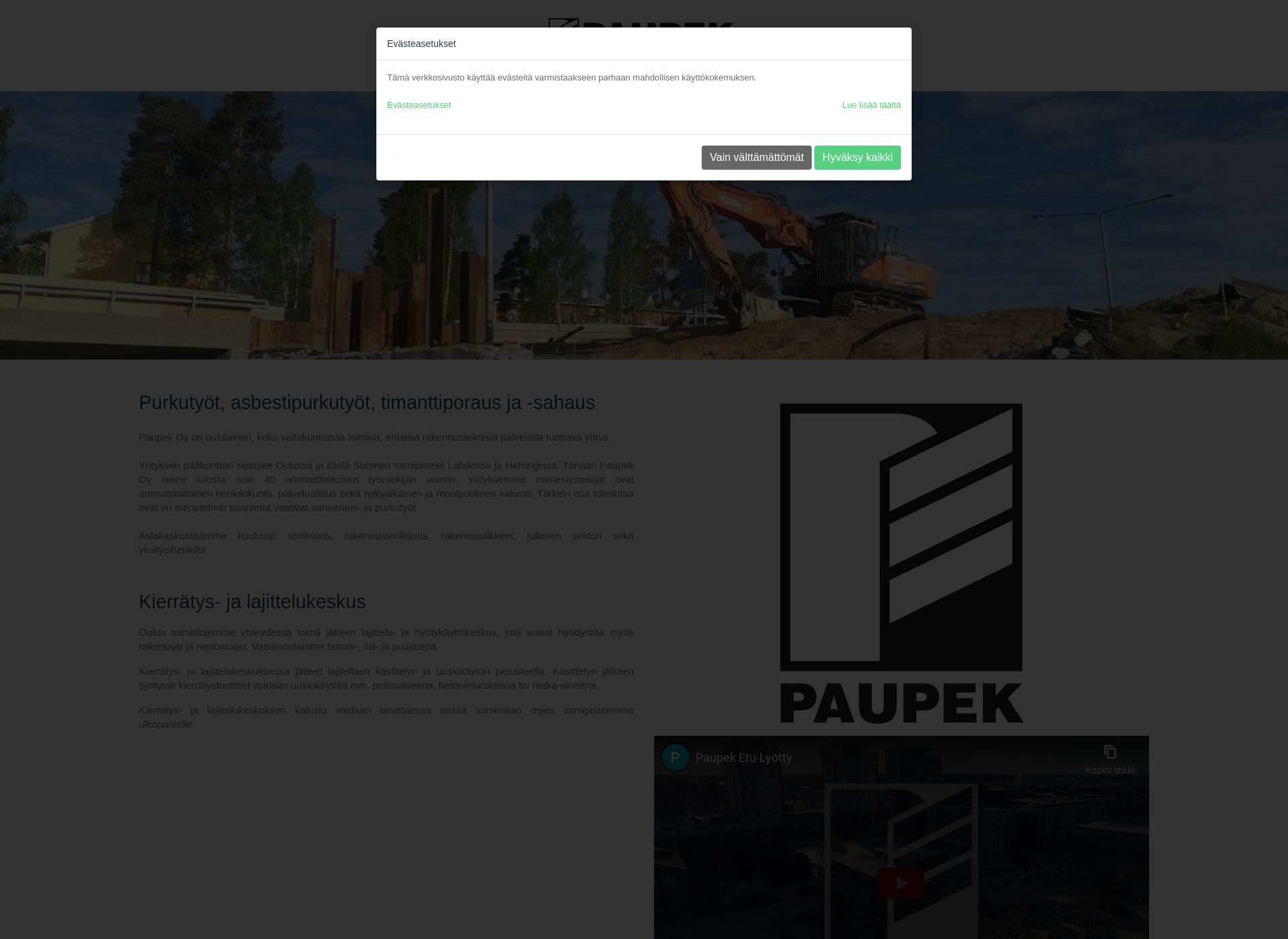 Skärmdump för paupek.fi