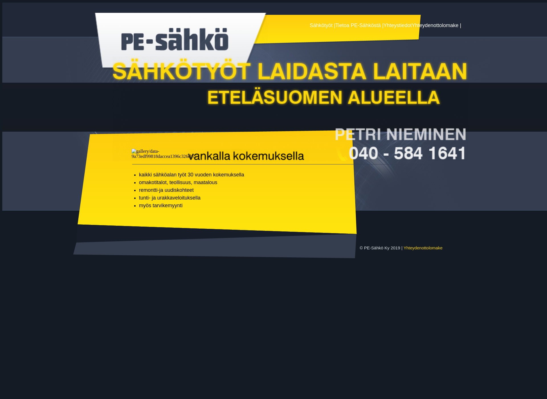 Skärmdump för pe-sahko.fi