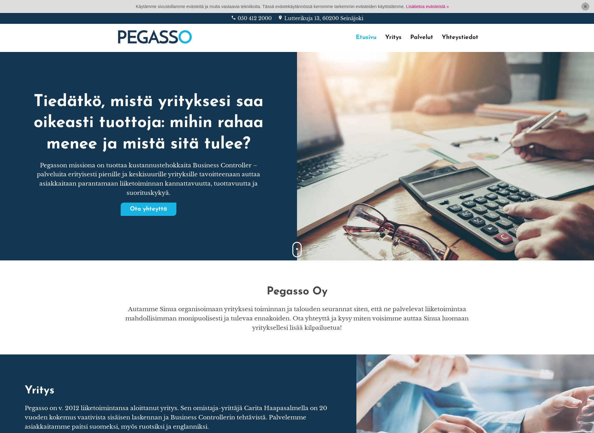 Skärmdump för pegasso.fi