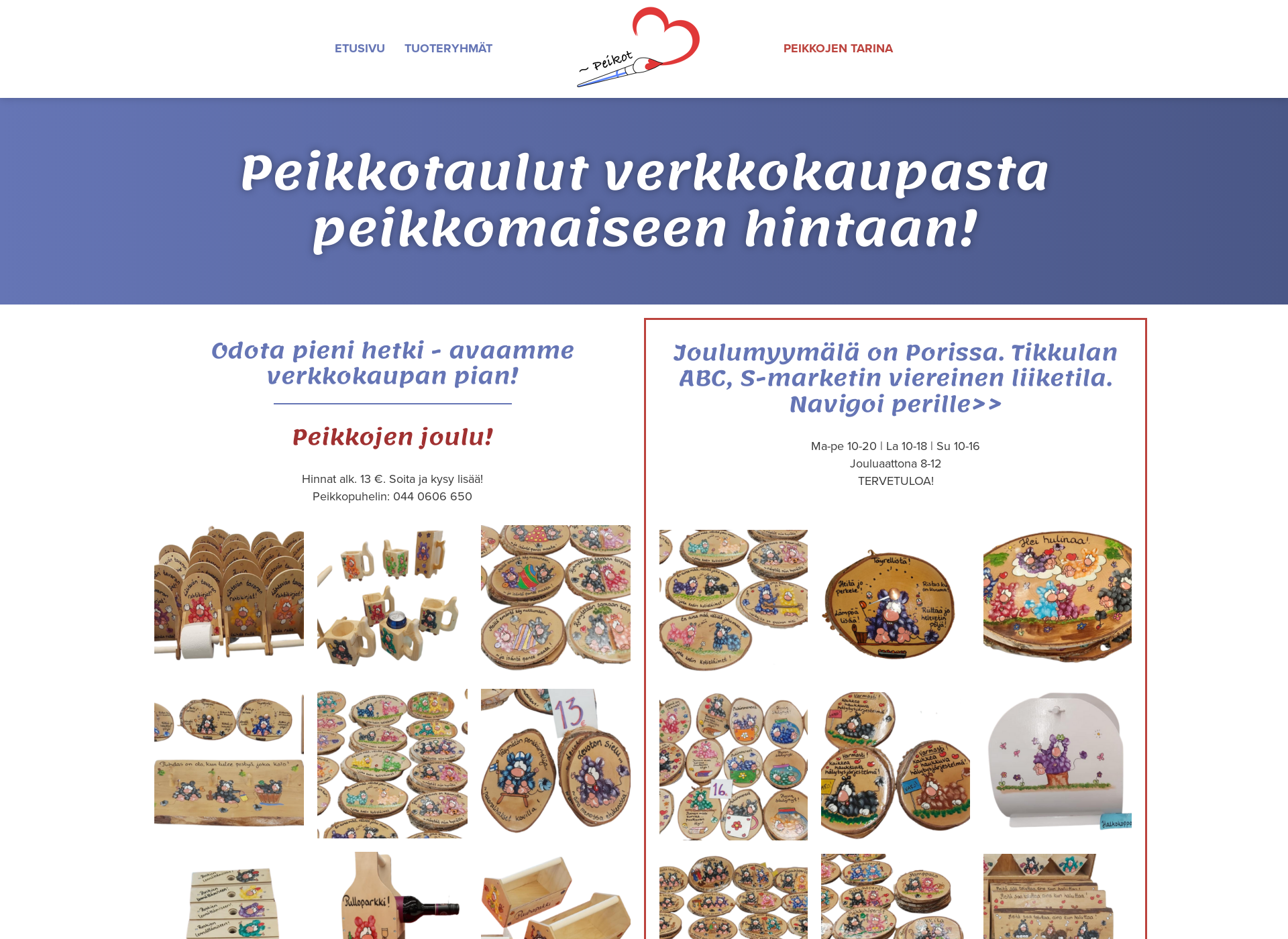 Skärmdump för peikkotaulut.fi