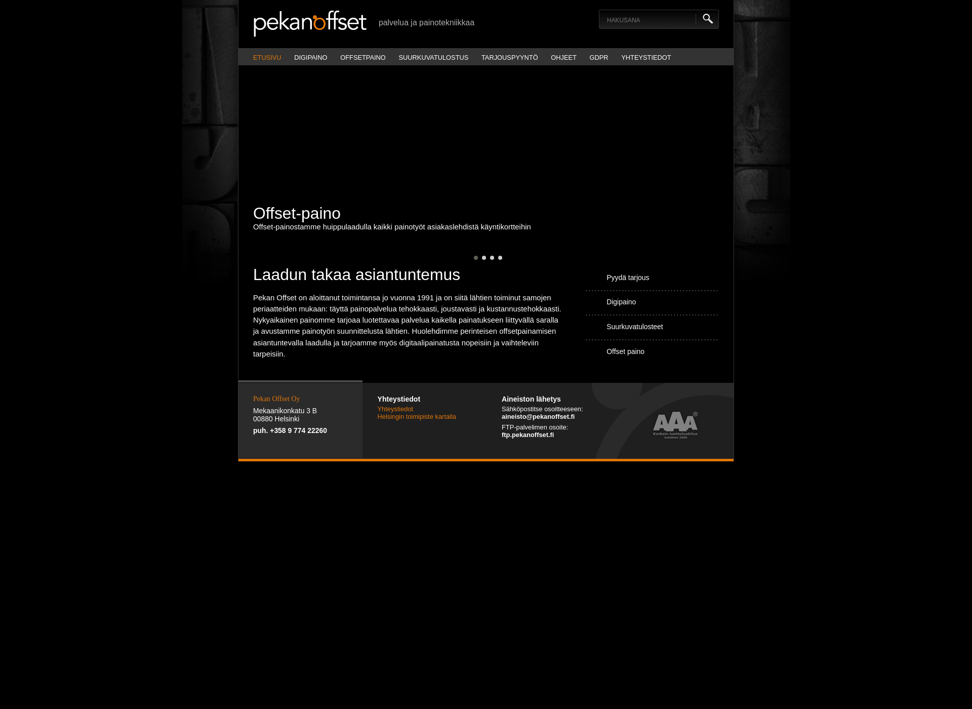 Screenshot for pekanoffset.fi