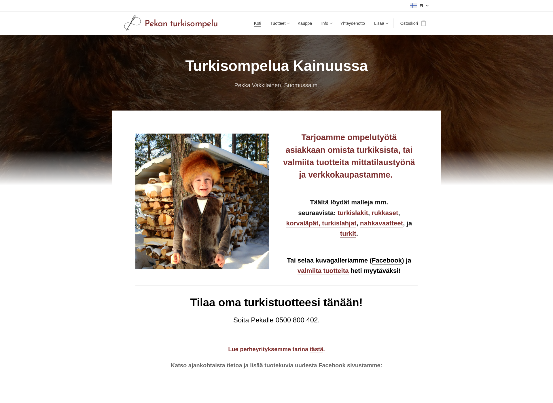 Skärmdump för pekanturkisompelu.fi
