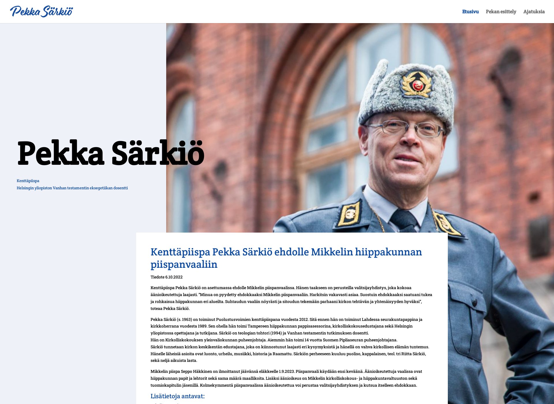 Screenshot for pekkasarkio.fi