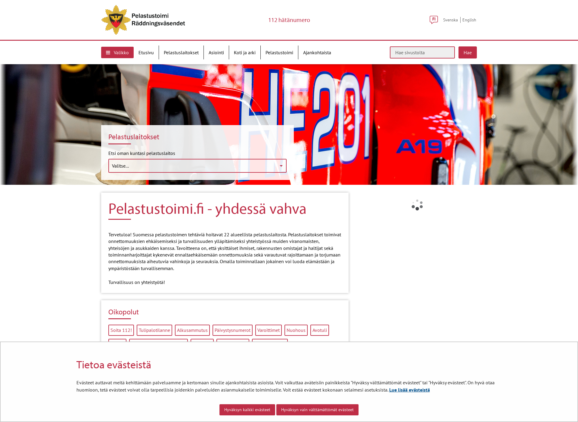 Screenshot for pelastustoimi.fi