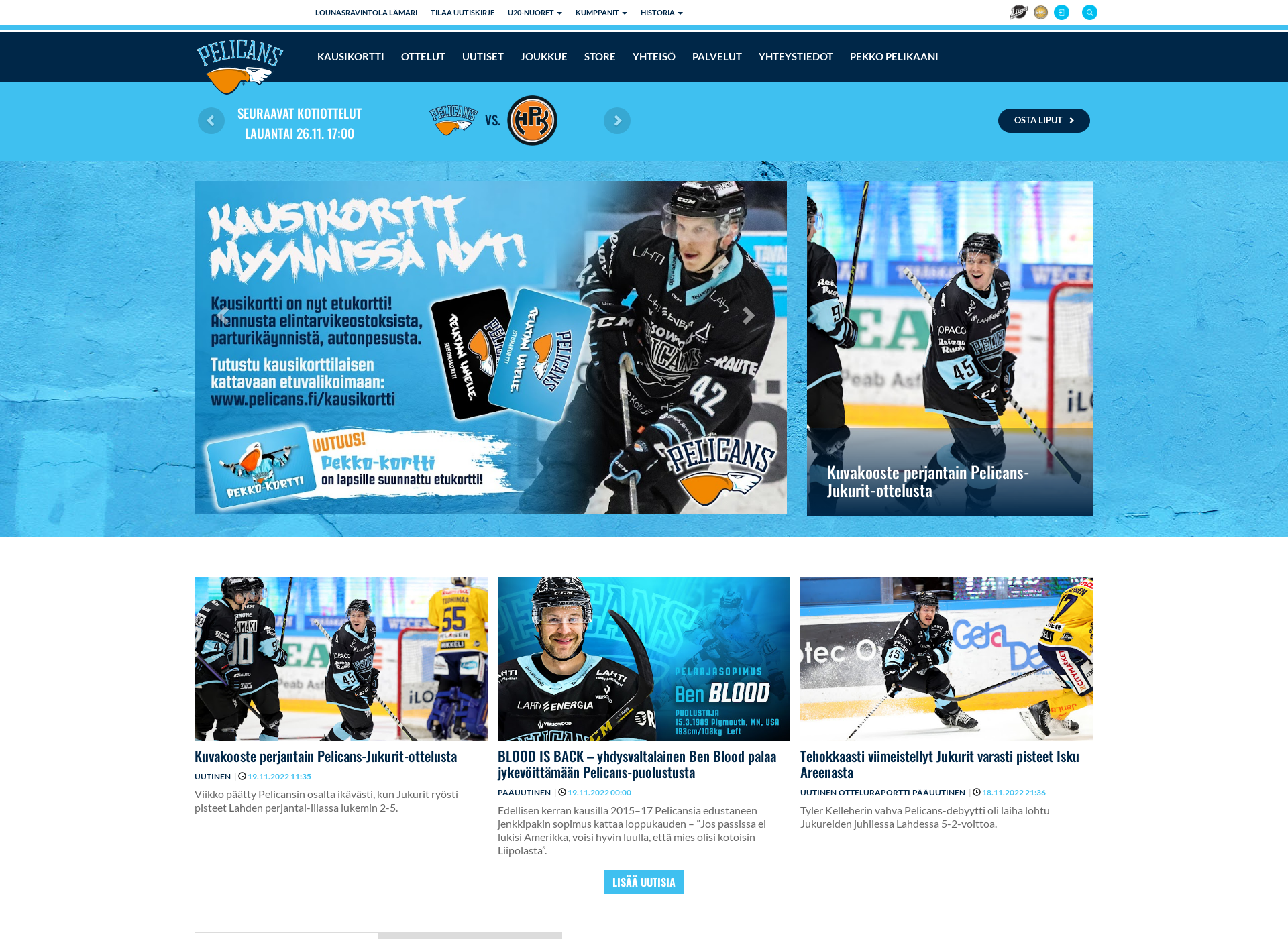 Screenshot for pelicans.fi