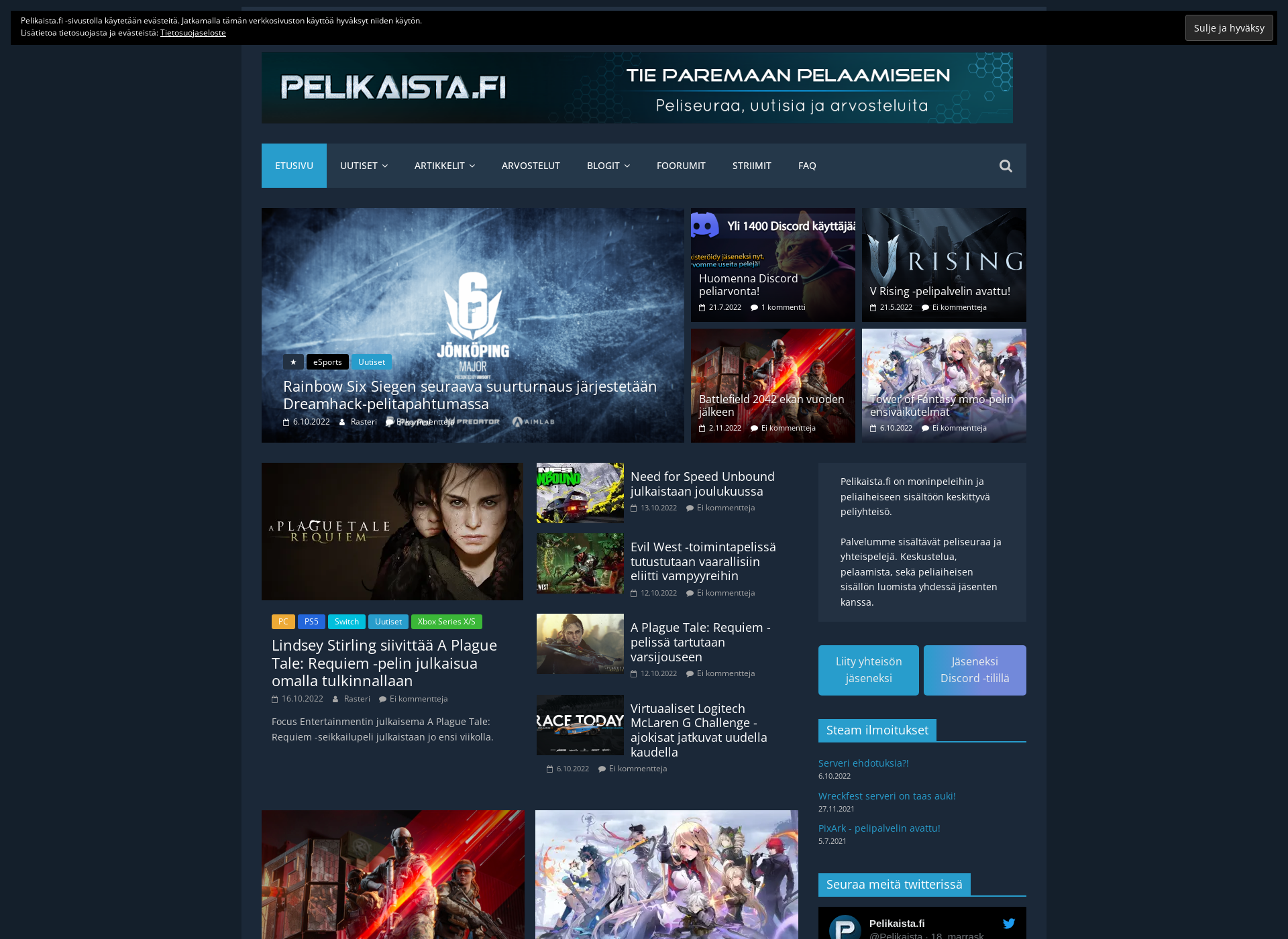 Screenshot for pelikaista.fi