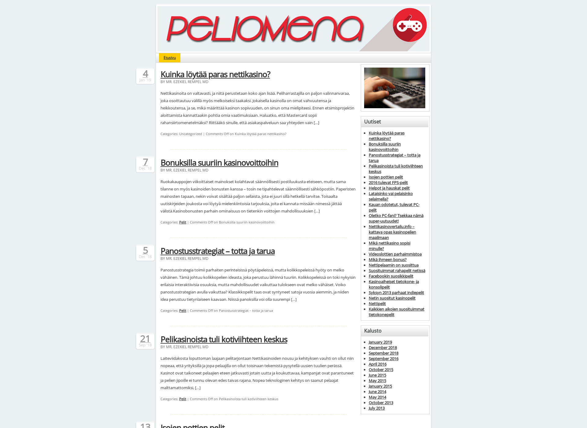 Screenshot for peliomena.fi