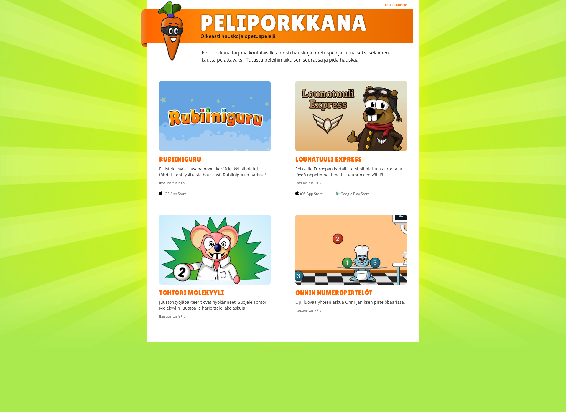 Screenshot for peliporkkana.fi