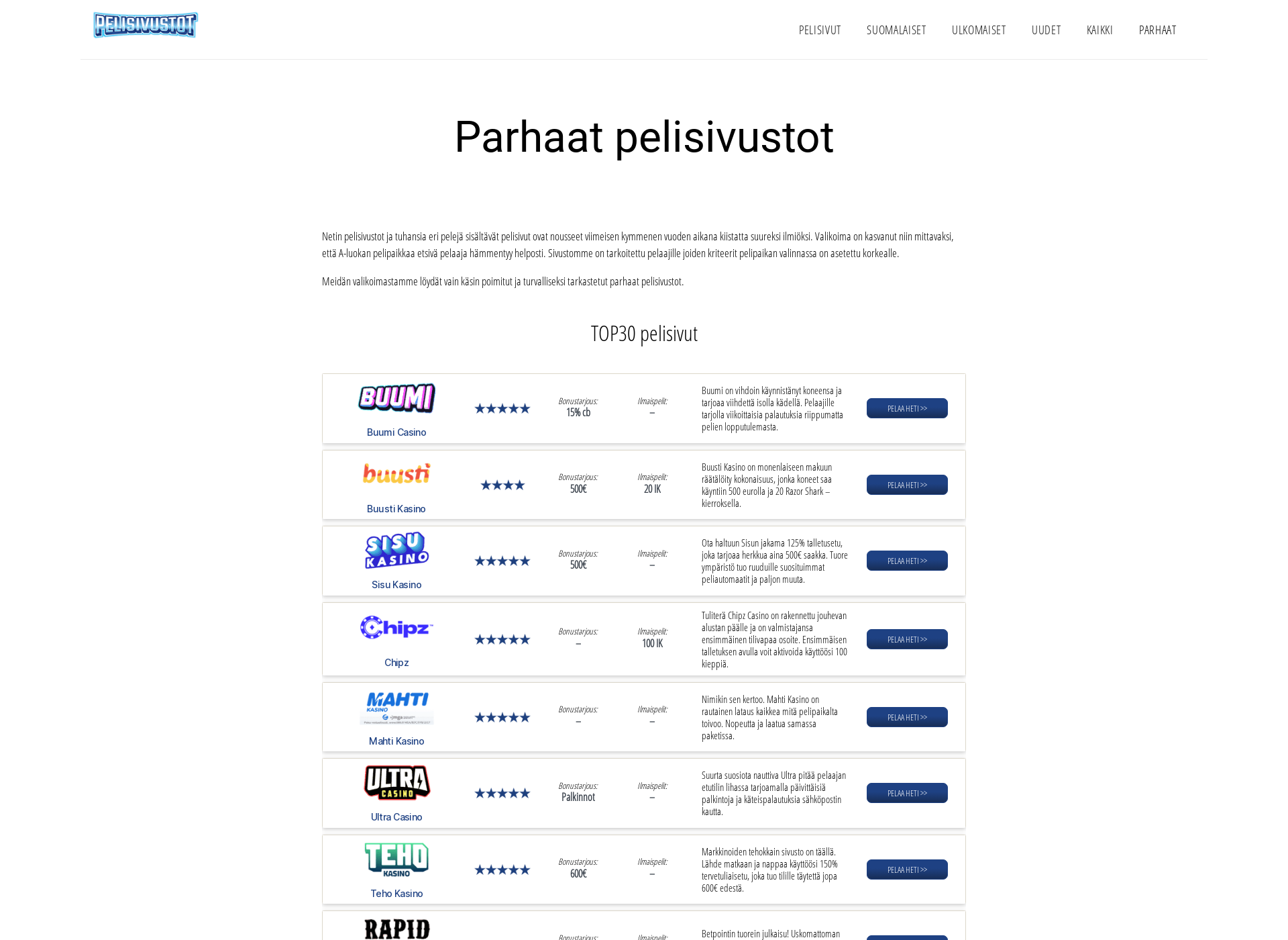 Screenshot for pelisivustot.fi