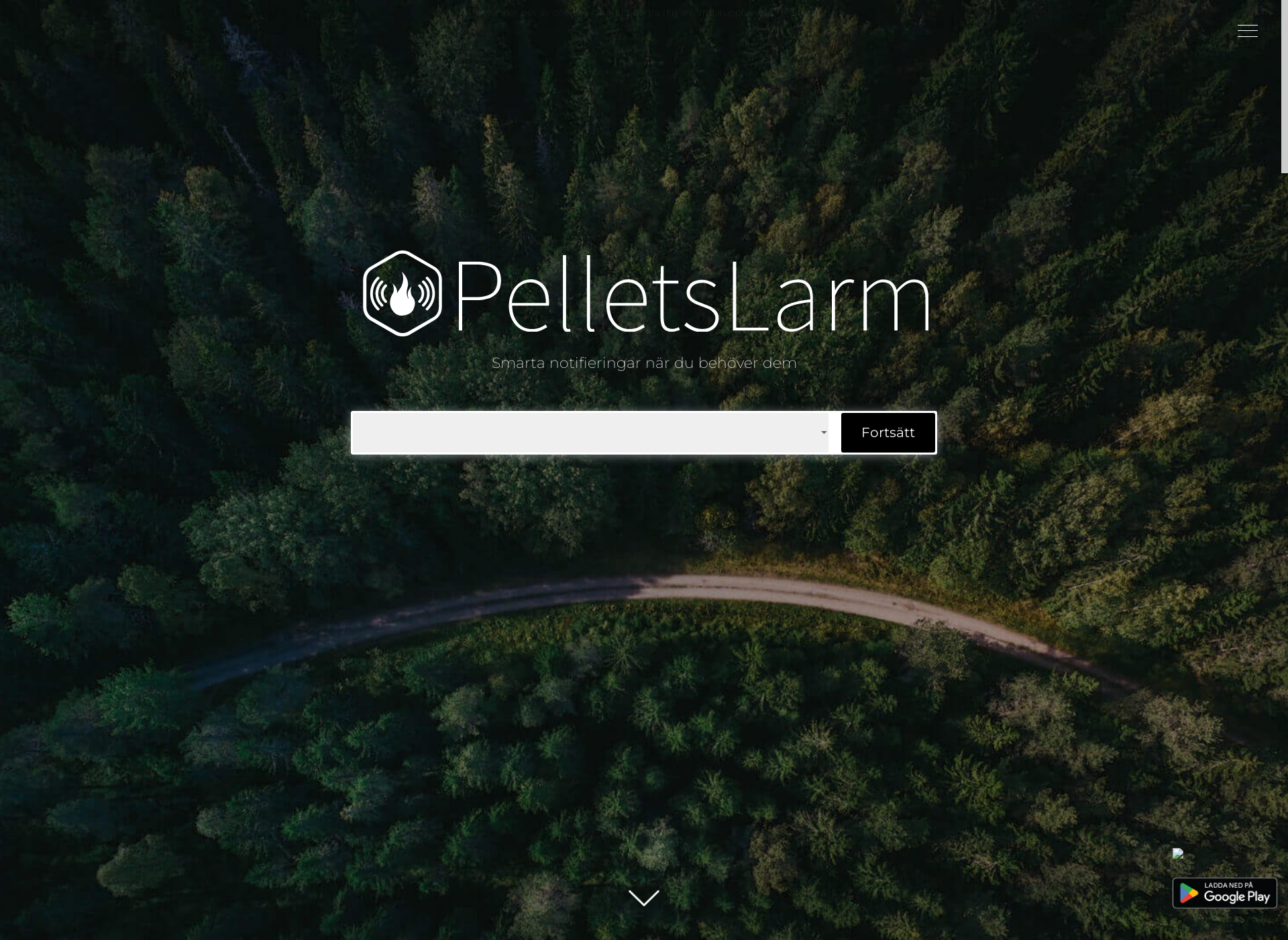 Skärmdump för pelletslarm.fi
