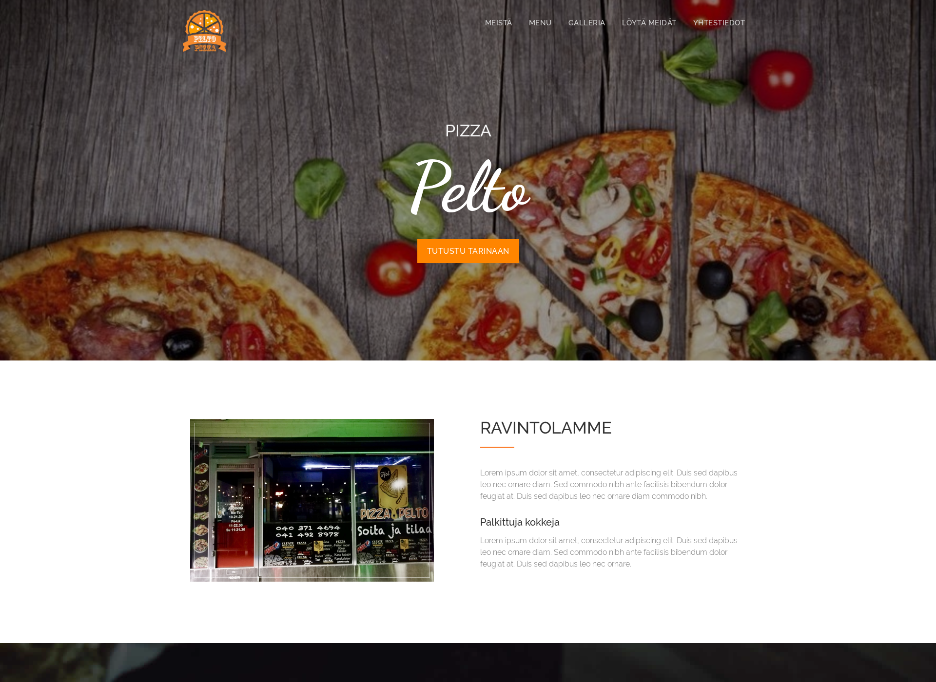 Skärmdump för peltopizza.fi