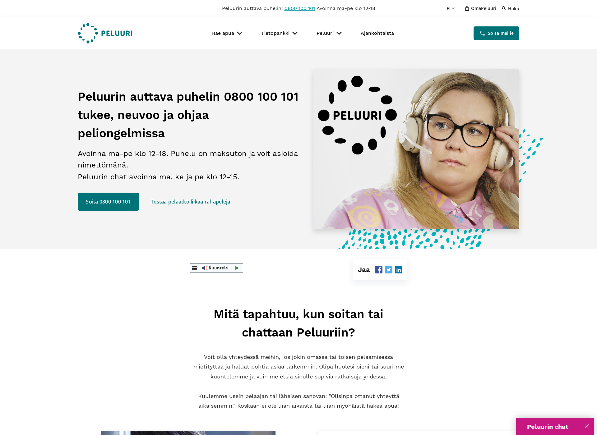 Skärmdump för peluuri.fi