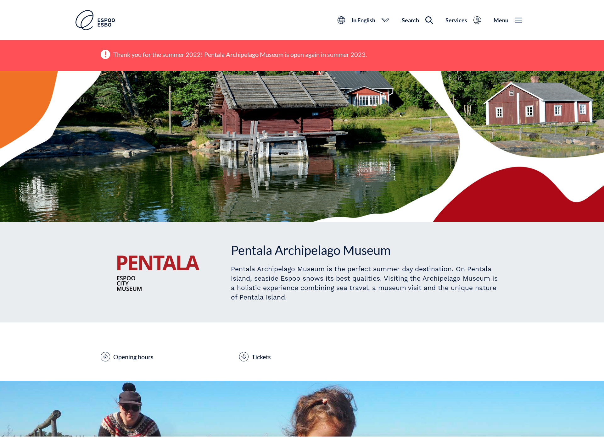 Skärmdump för pentalamuseum.fi