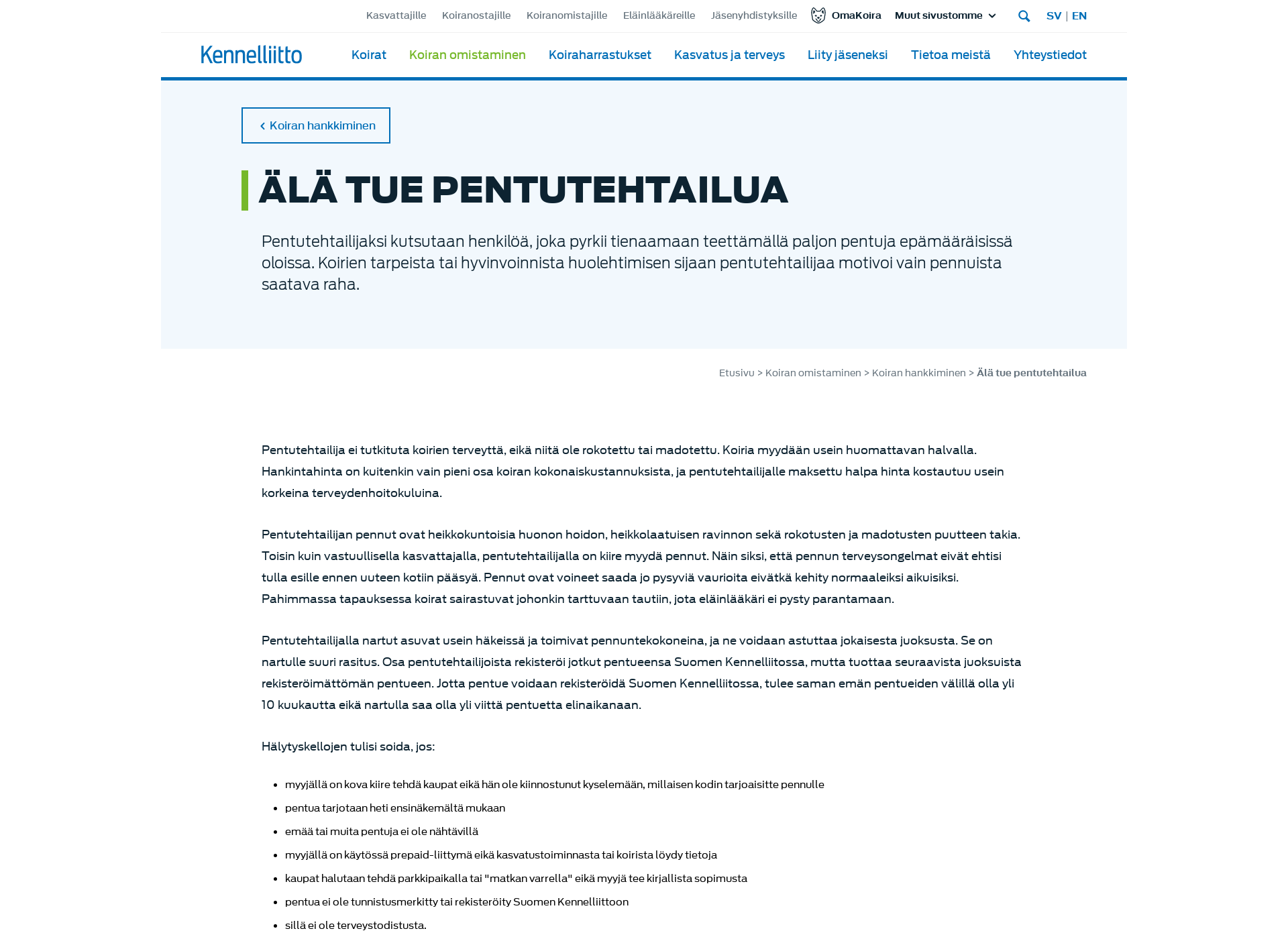 Screenshot for pentutehtailu.fi