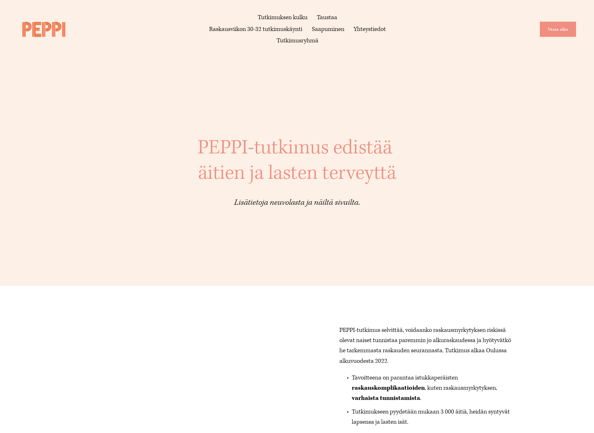 Skärmdump för peppitutkimus.fi