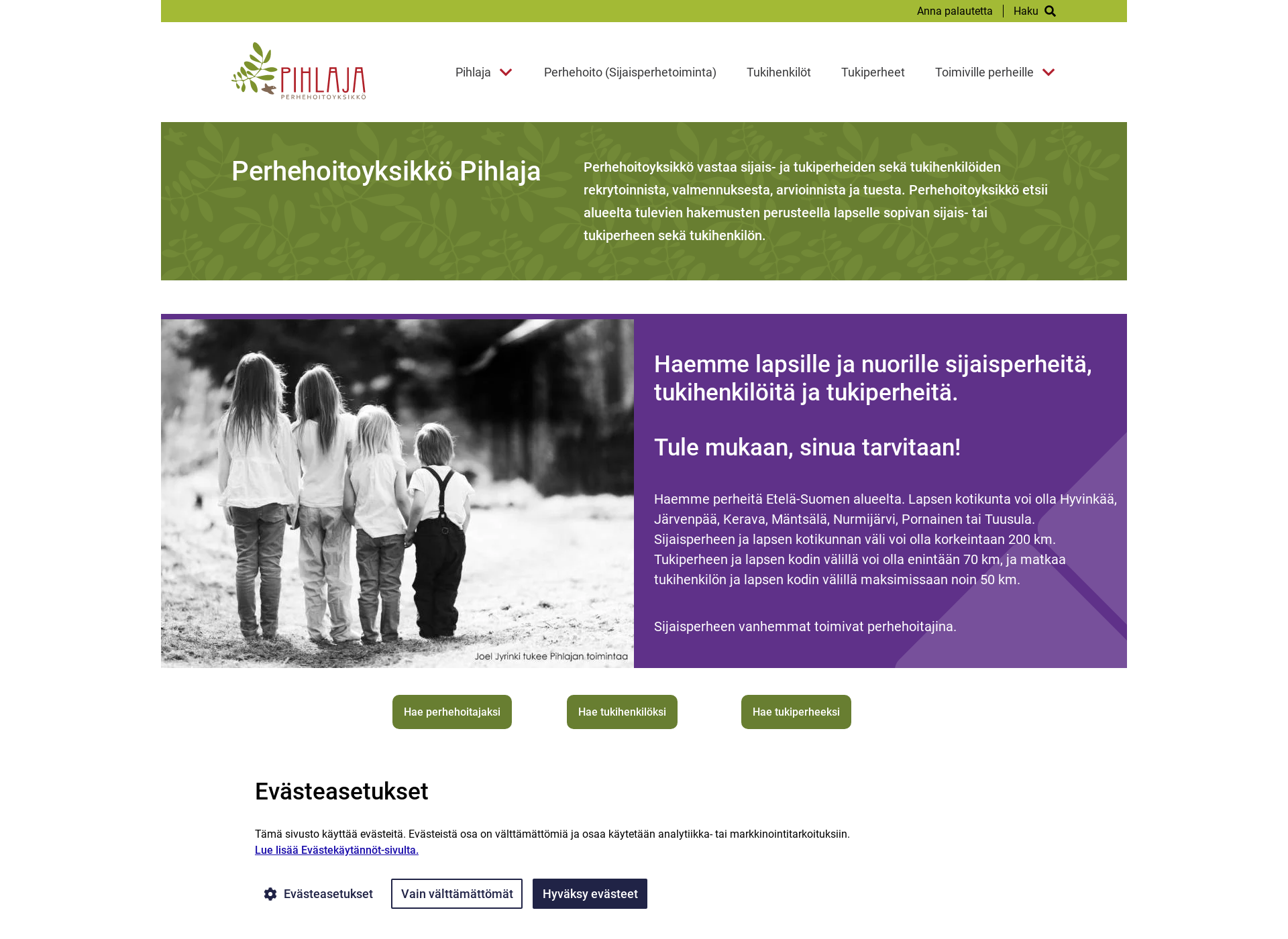 Screenshot for perhehoitoyksikkopihlaja.fi