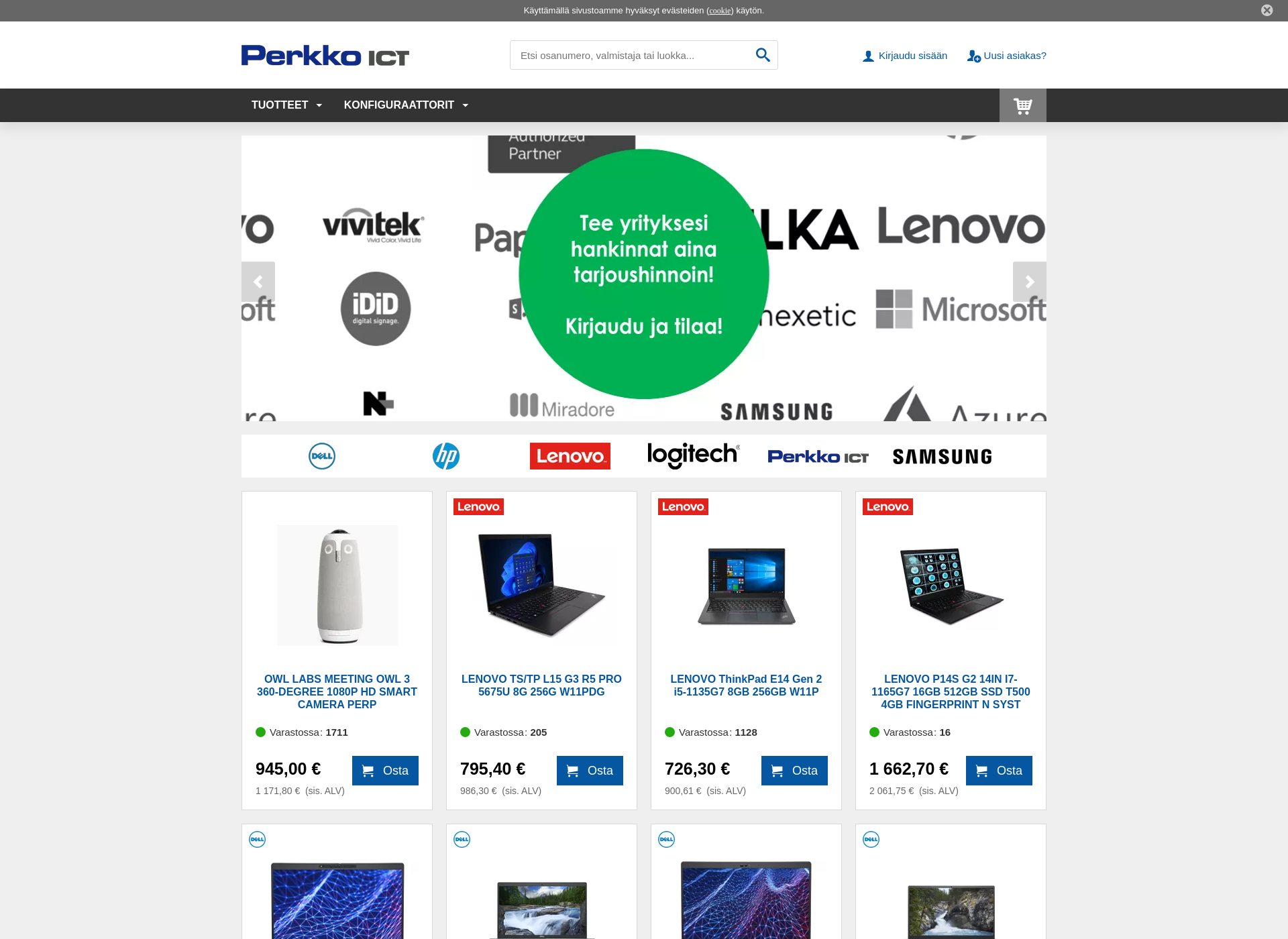 Skärmdump för perkkokauppa.fi