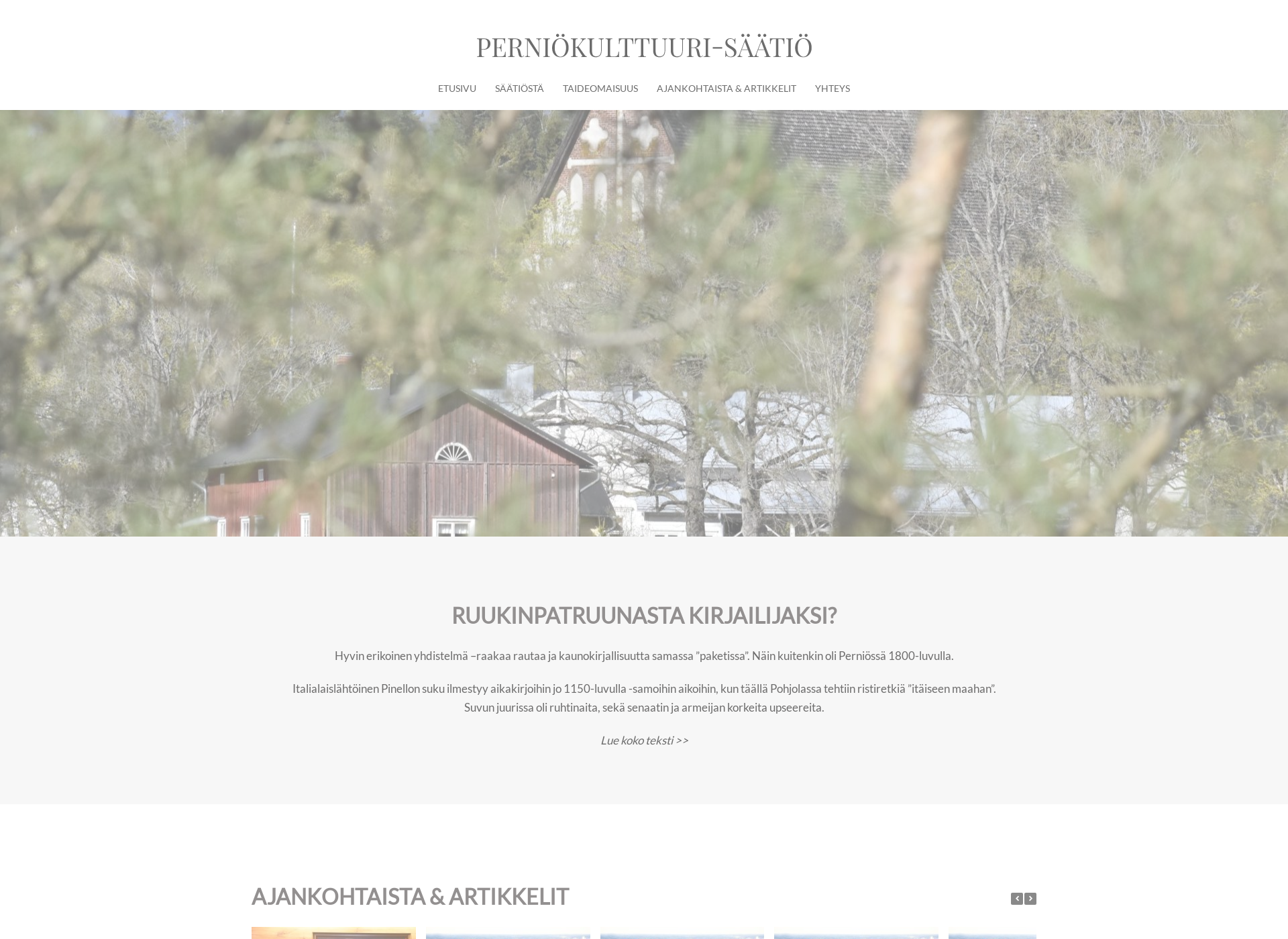 Skärmdump för perniokulttuurisaatio.fi