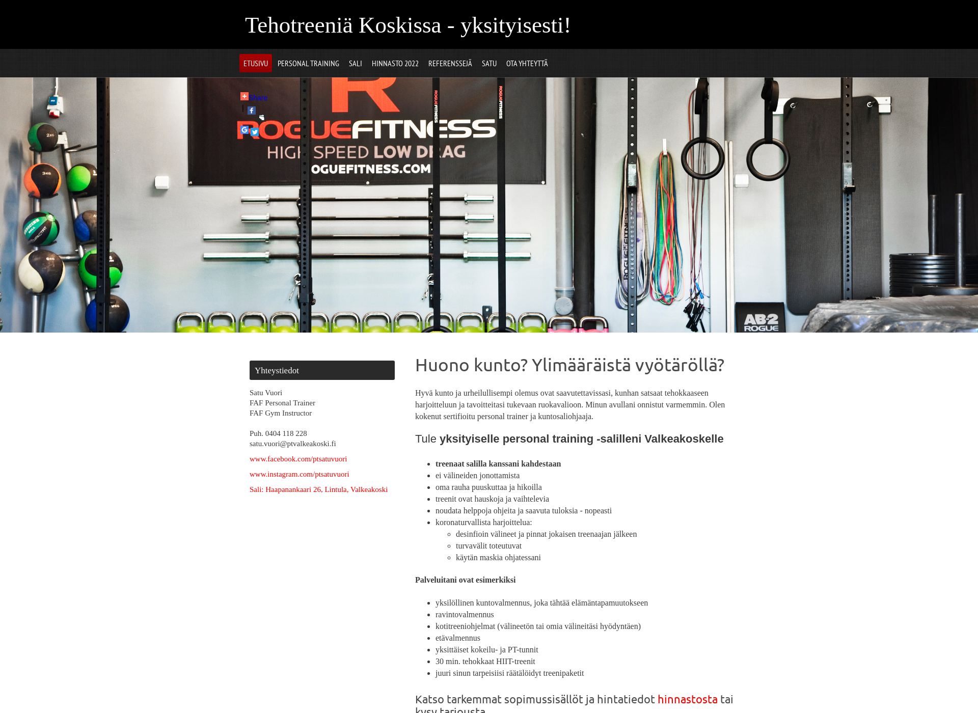 Screenshot for personaltrainerlohja.fi
