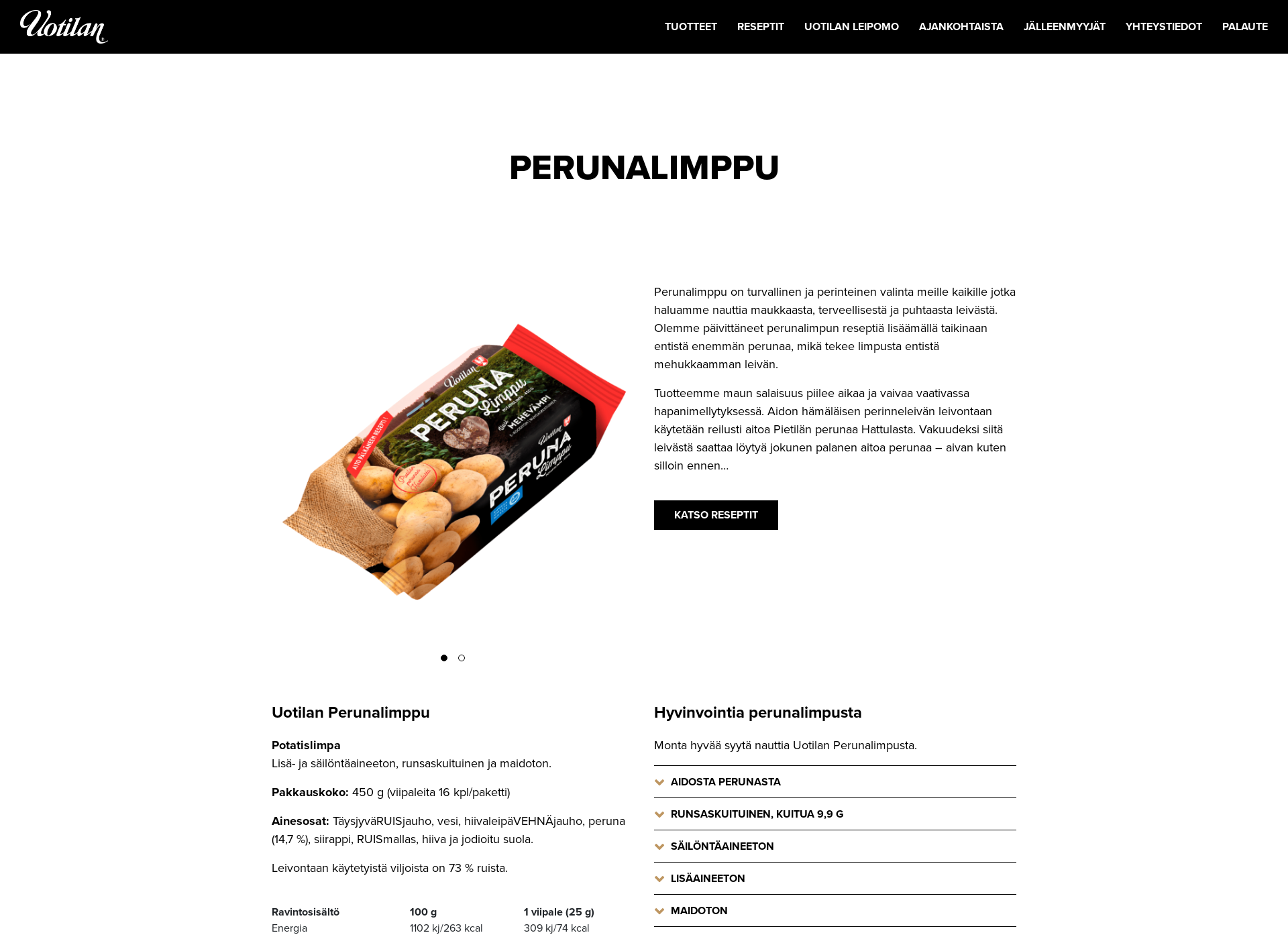 Screenshot for perunalimppu.fi