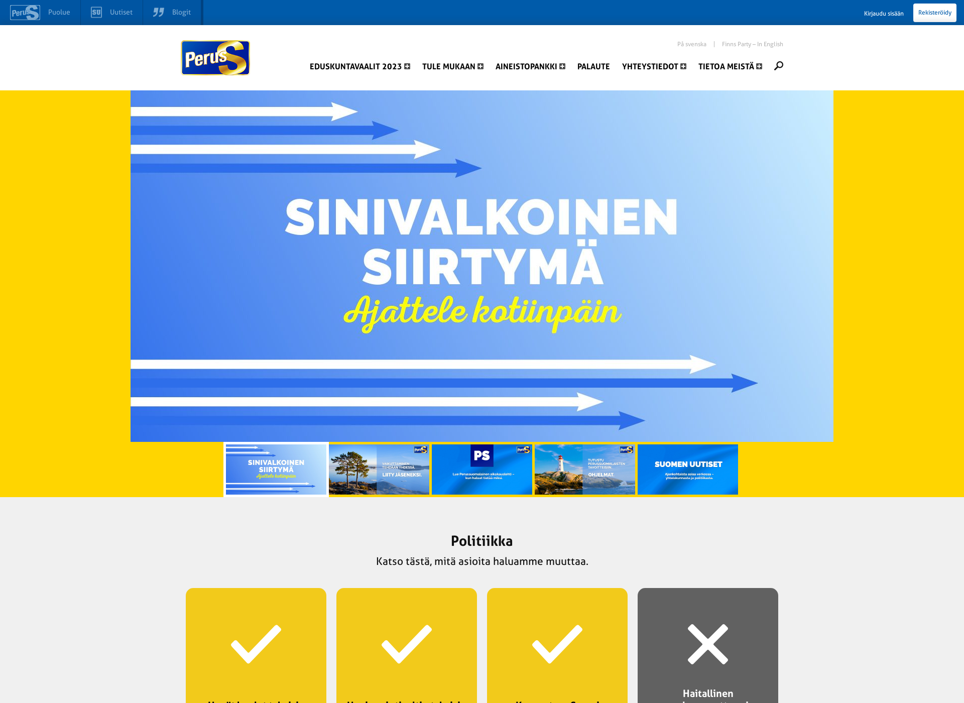 Screenshot for perussuomalaiset.fi