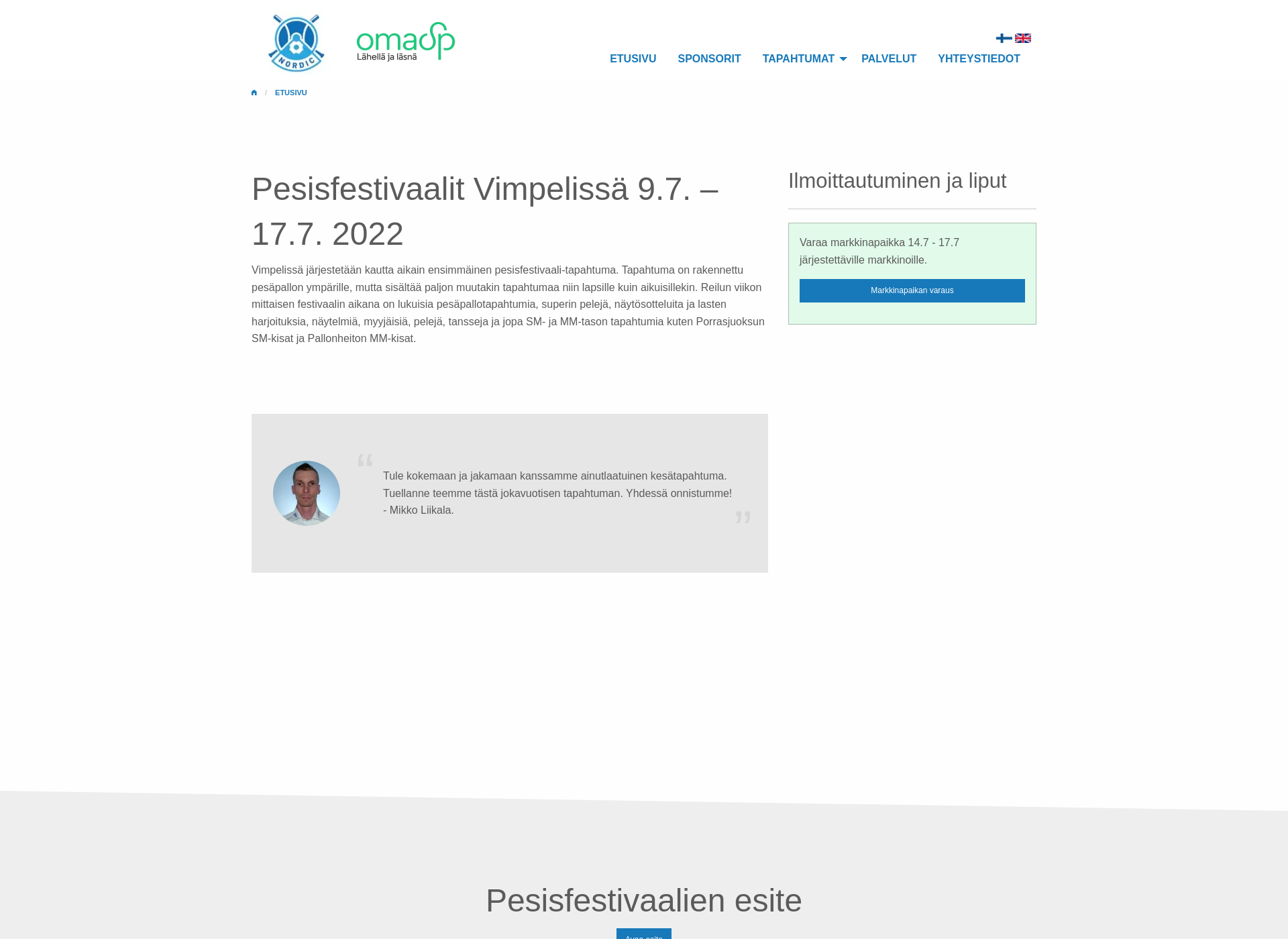 Screenshot for pesisfestivaalit.fi
