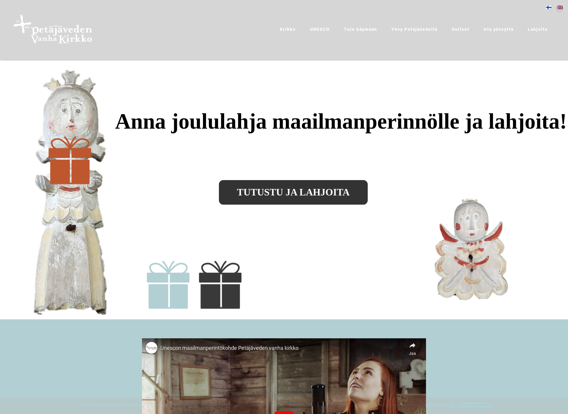 Skärmdump för petajavedenvanhakirkko.fi