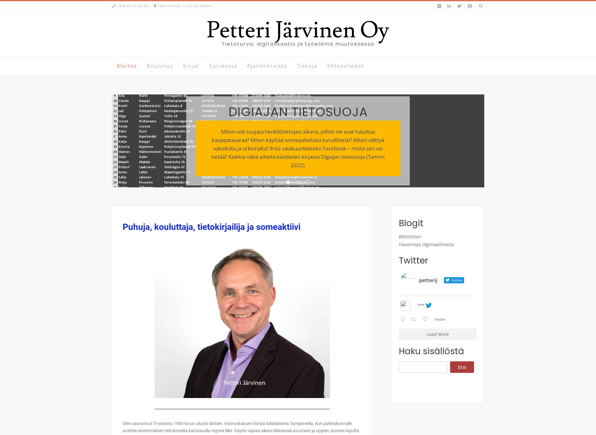 Skärmdump för petterijarvinen.fi