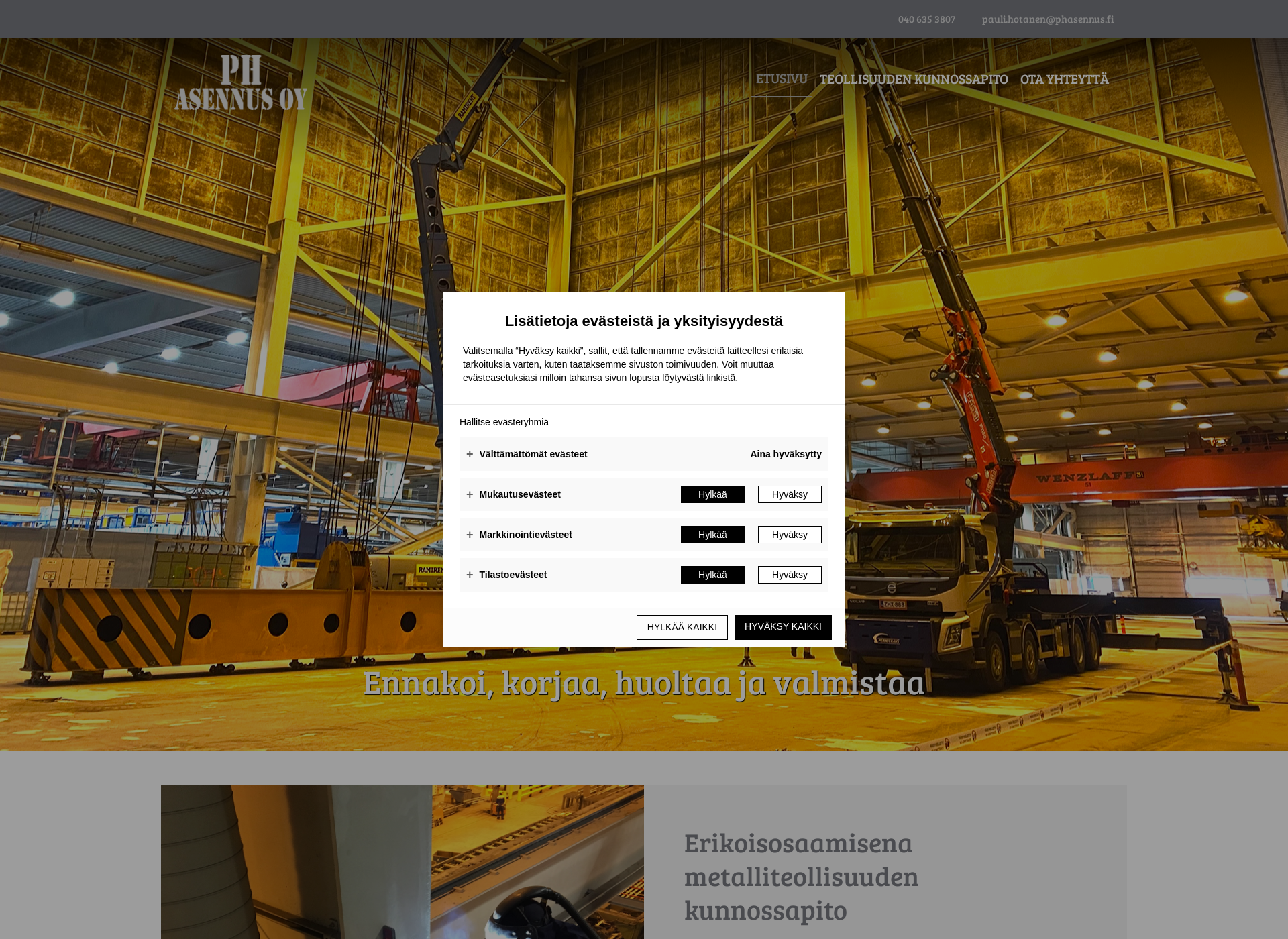 Skärmdump för phasennus.fi