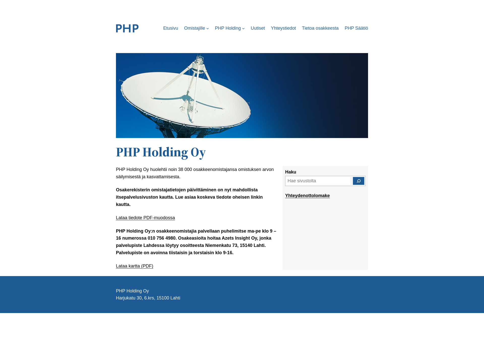 Skärmdump för php.fi
