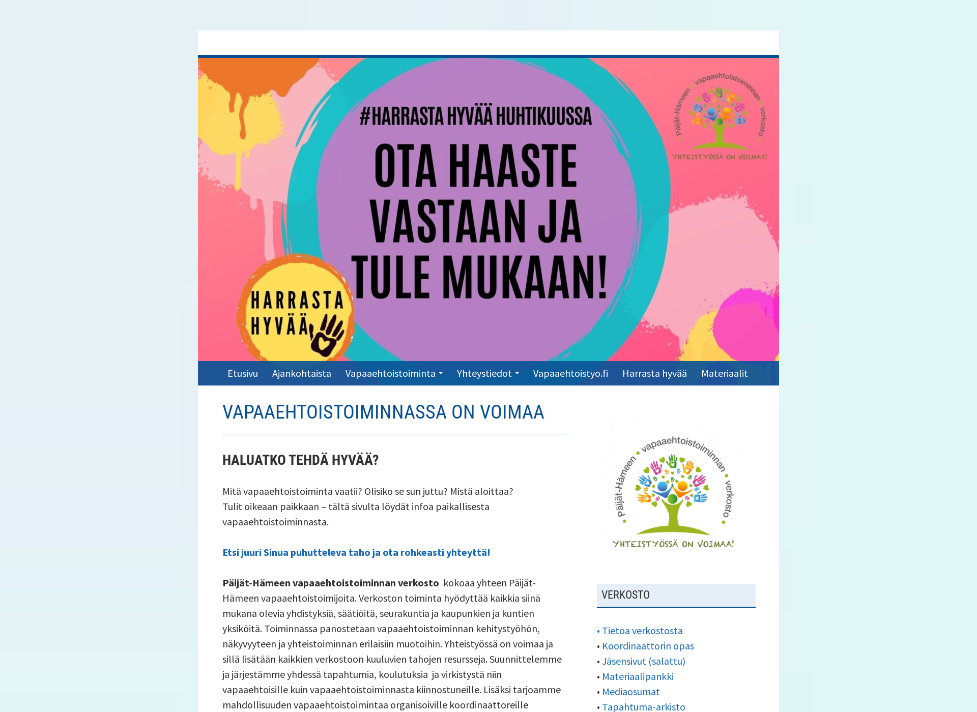 Screenshot for phvapaaehtoistoiminta.fi