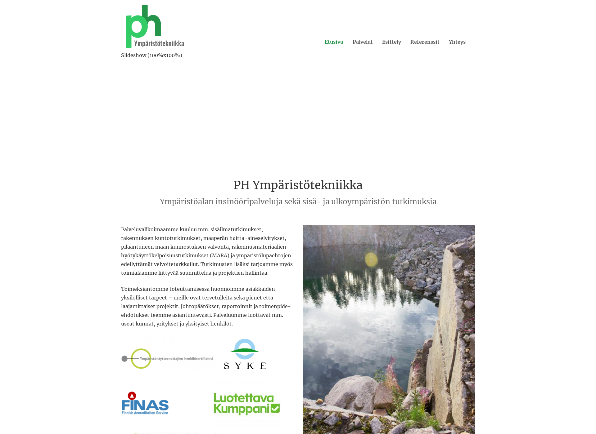 Screenshot for phymparistotekniikka.fi