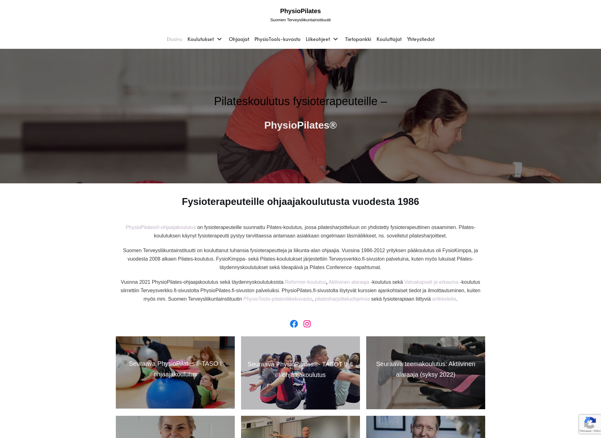 Skärmdump för physiopilates.fi