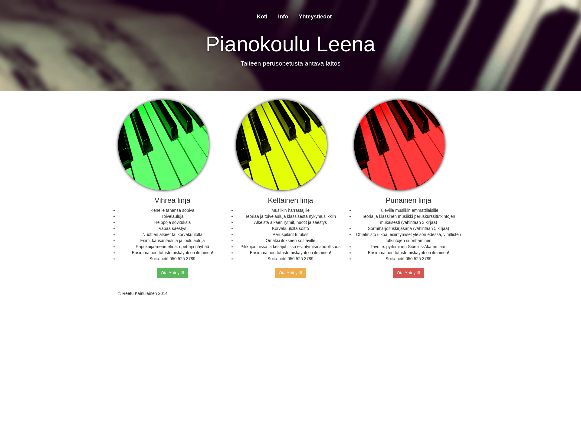 Skärmdump för pianokoululeena.fi