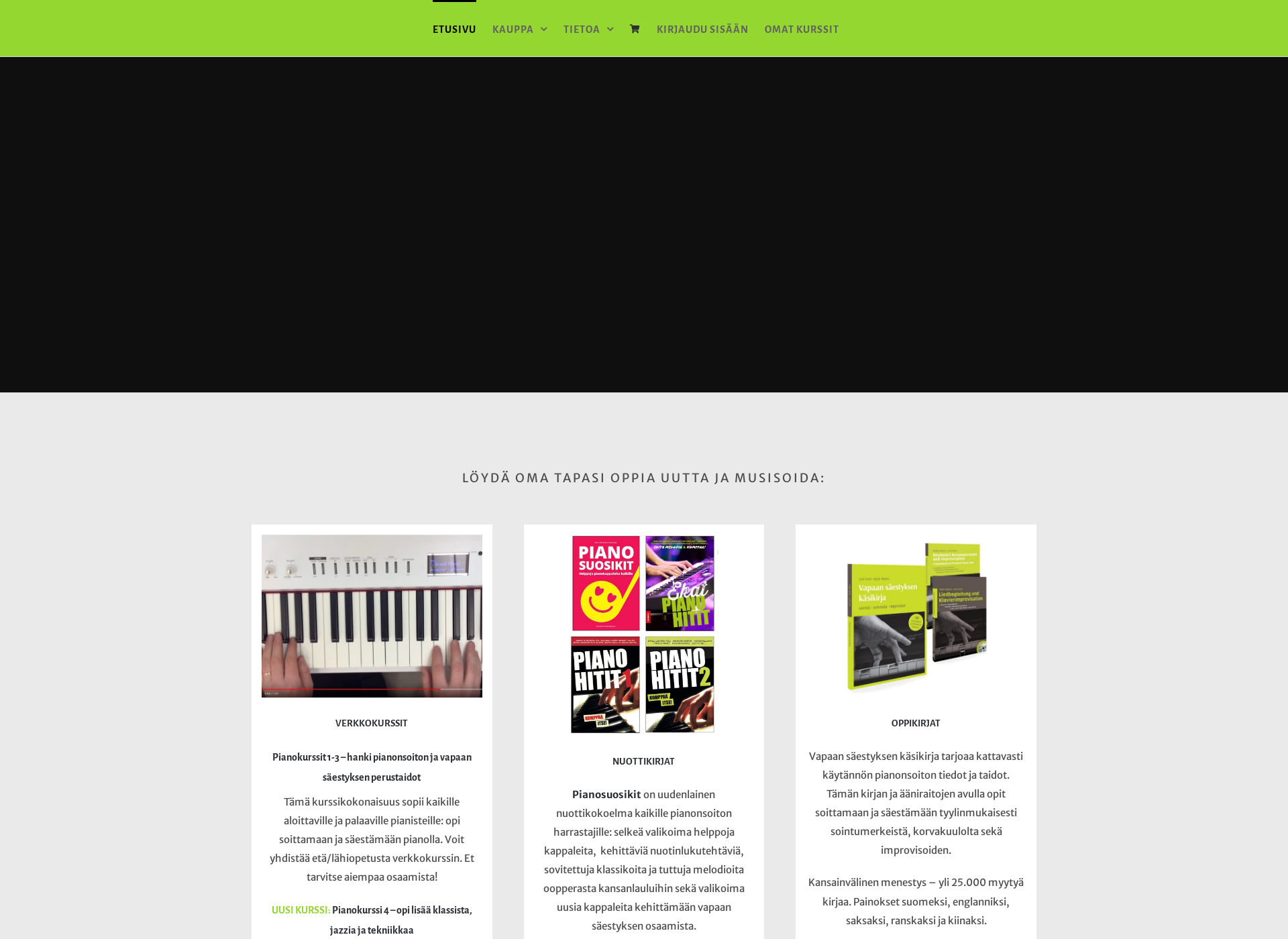 Skärmdump för pianokurssit.fi