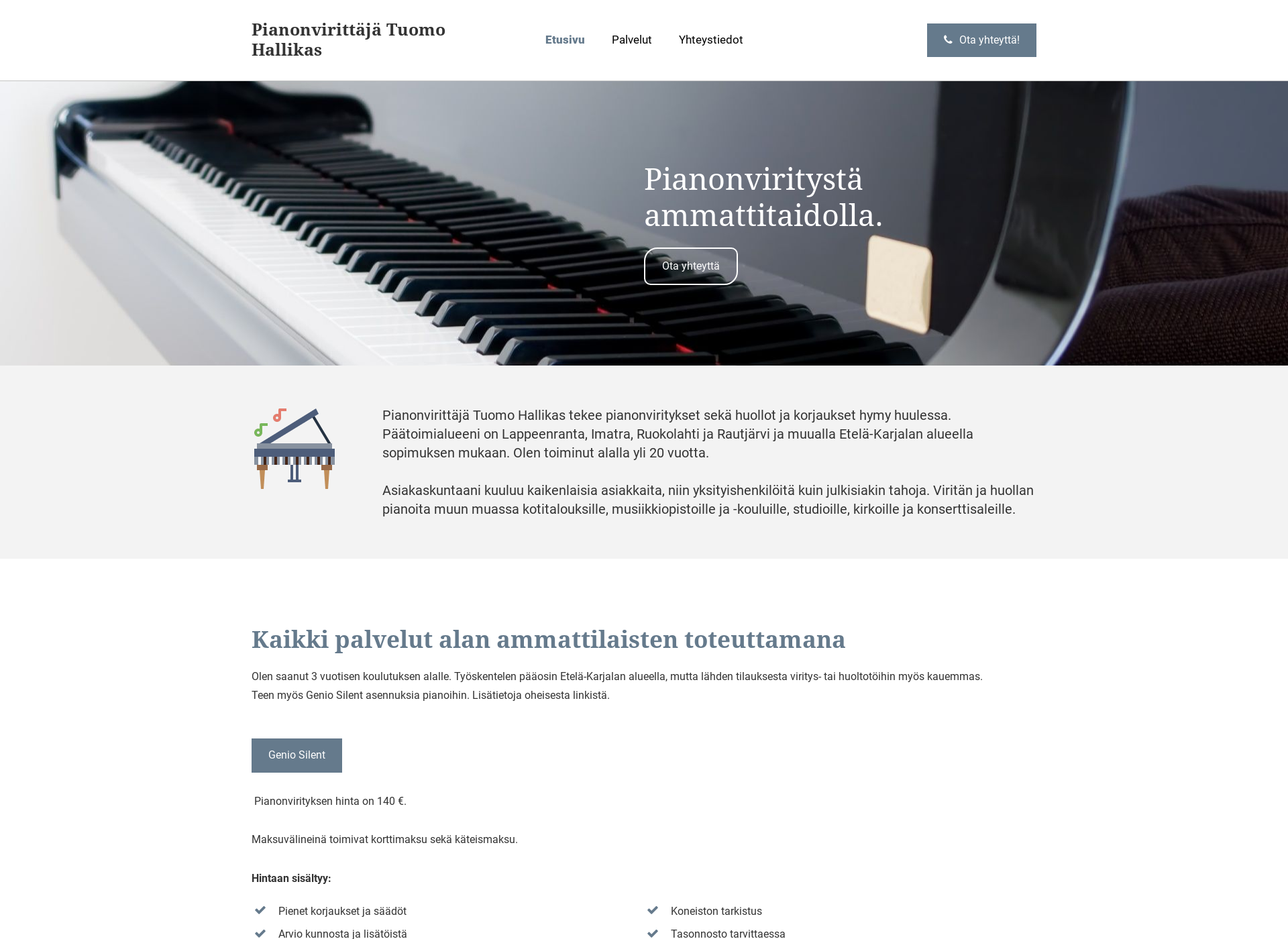 Skärmdump för pianonvirittajahallikas.fi