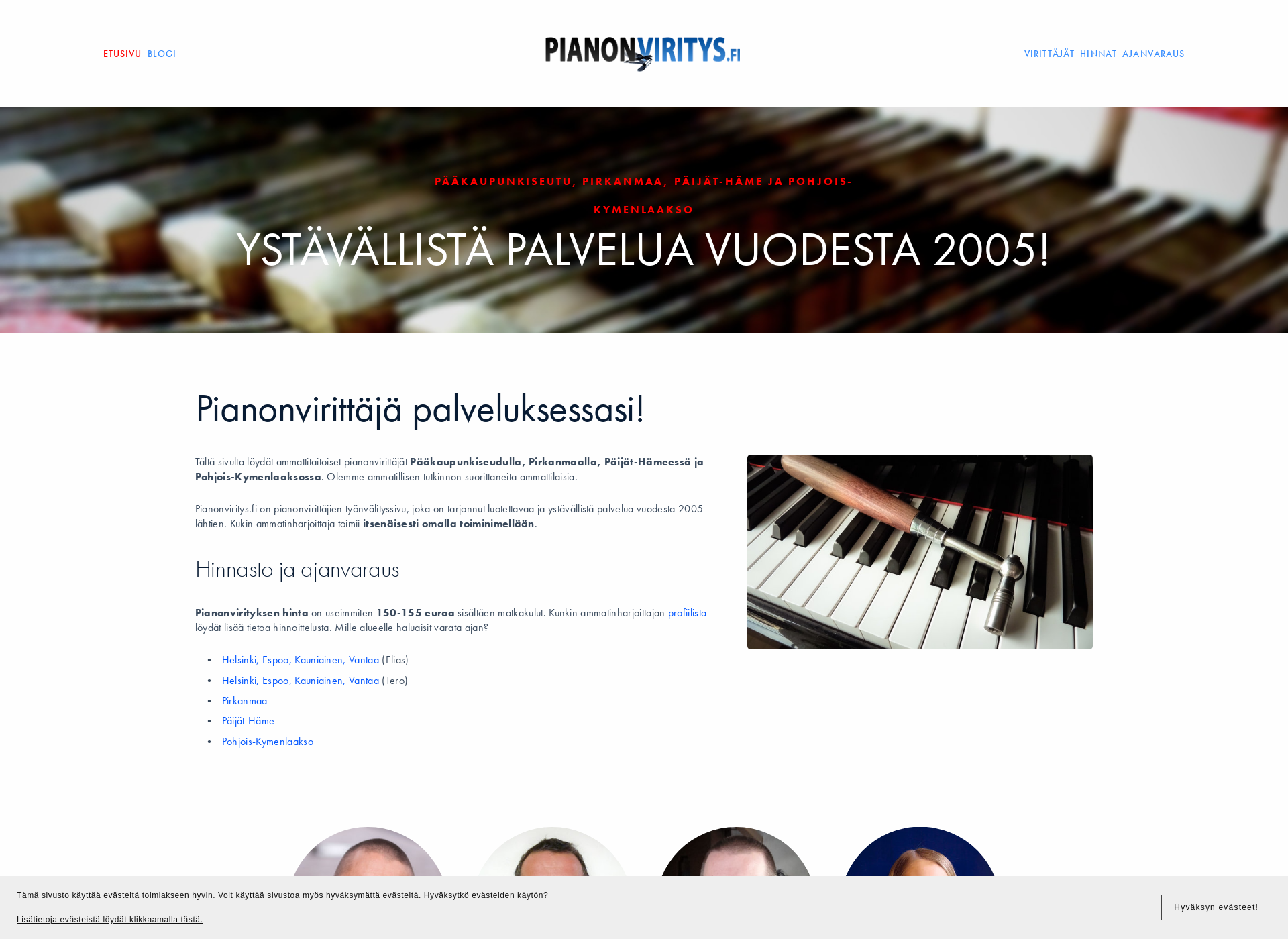 Skärmdump för pianonviritys.fi