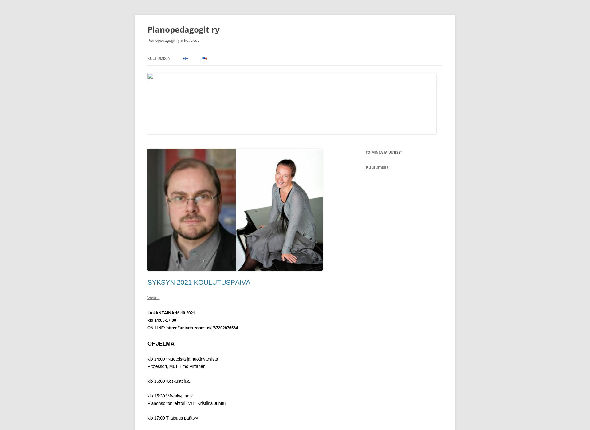 Skärmdump för pianopedagogit.fi