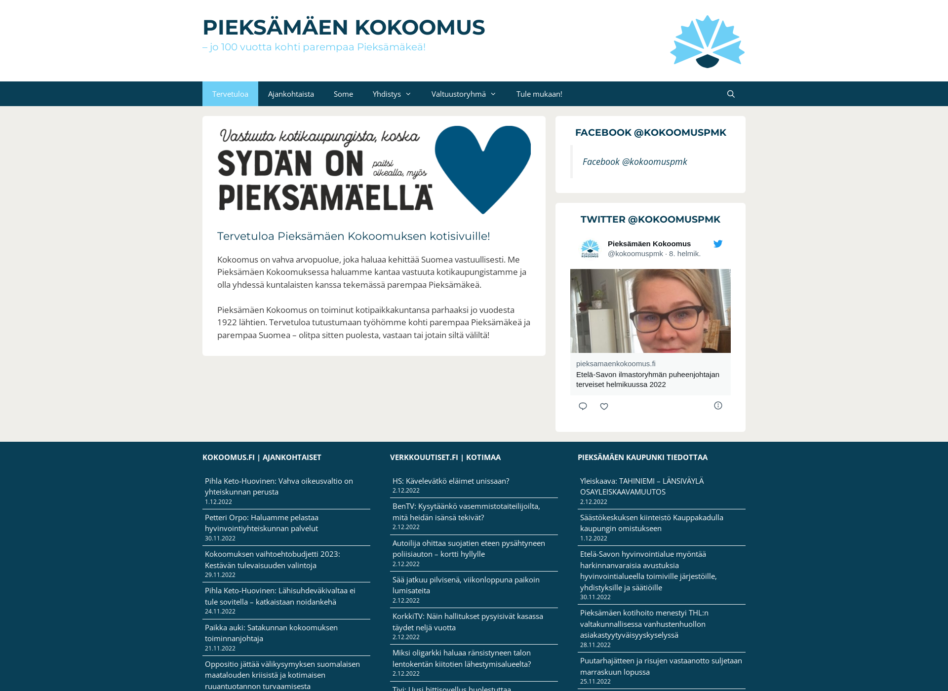 Skärmdump för pieksamaenkokoomus.fi
