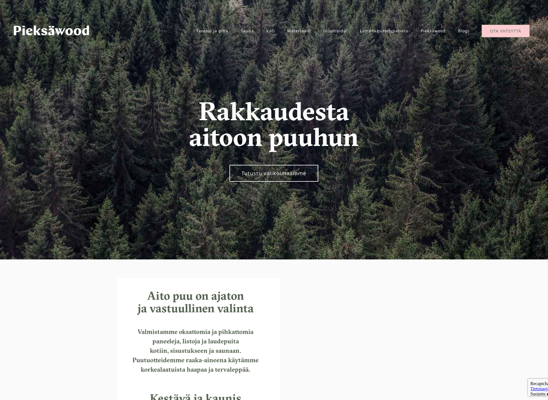 Skärmdump för pieksawood.fi