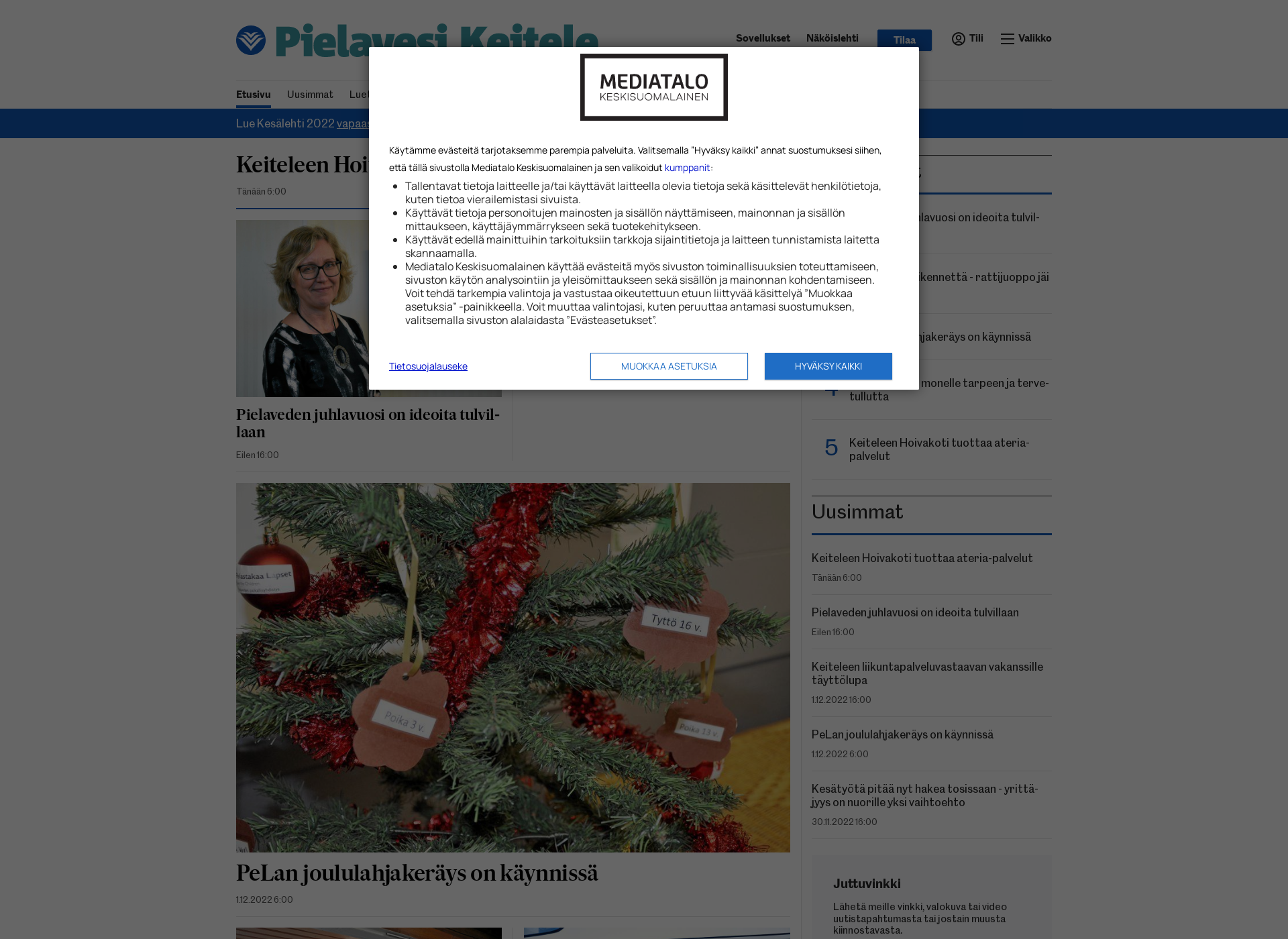 Skärmdump för pielavesi-keitele.fi