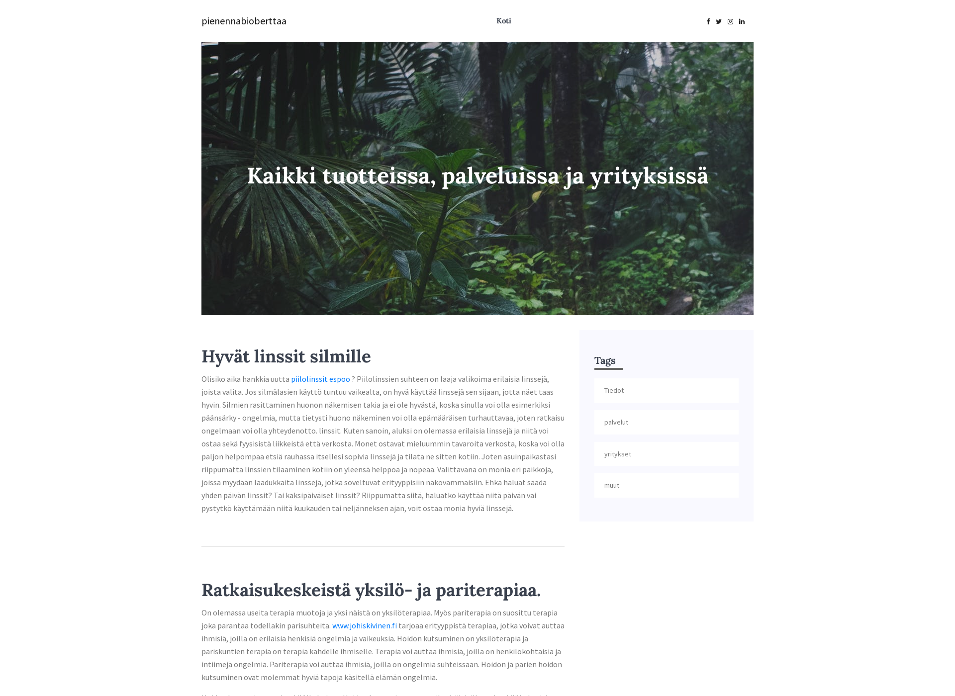 Skärmdump för pienennabioberttaa.fi