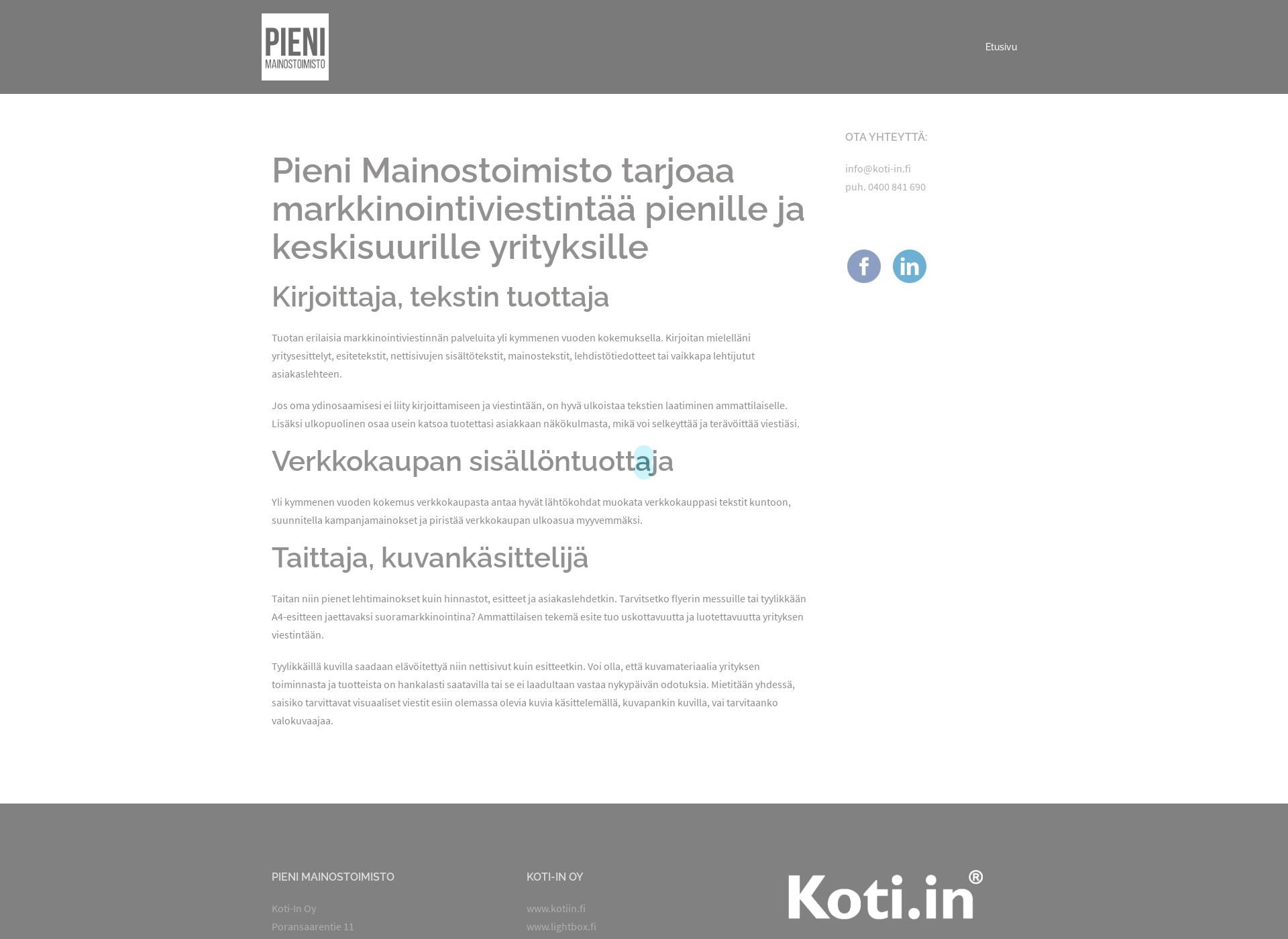 Screenshot for pienimainostoimisto.fi