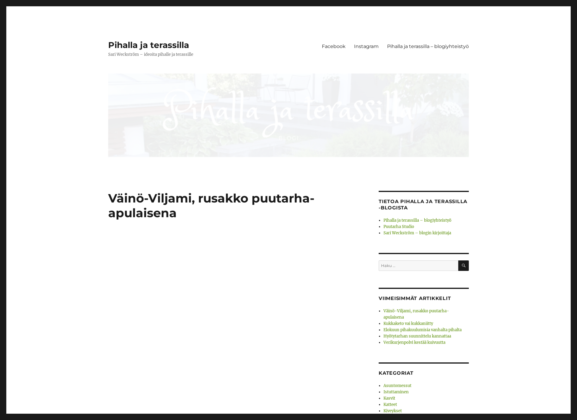 Skärmdump för pihallajaterassilla.fi