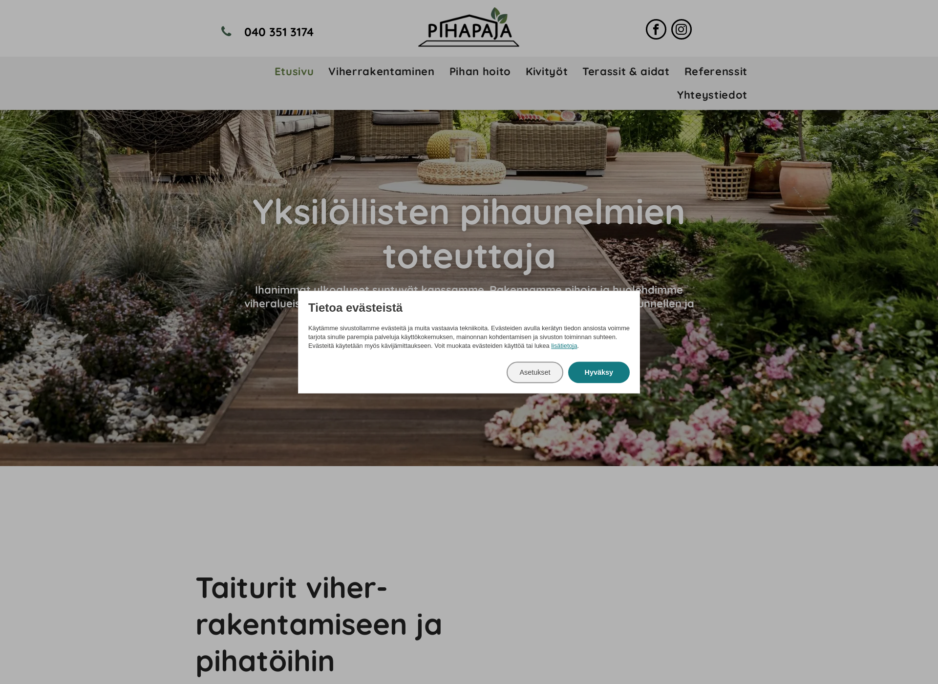 Skärmdump för pihapaja.fi