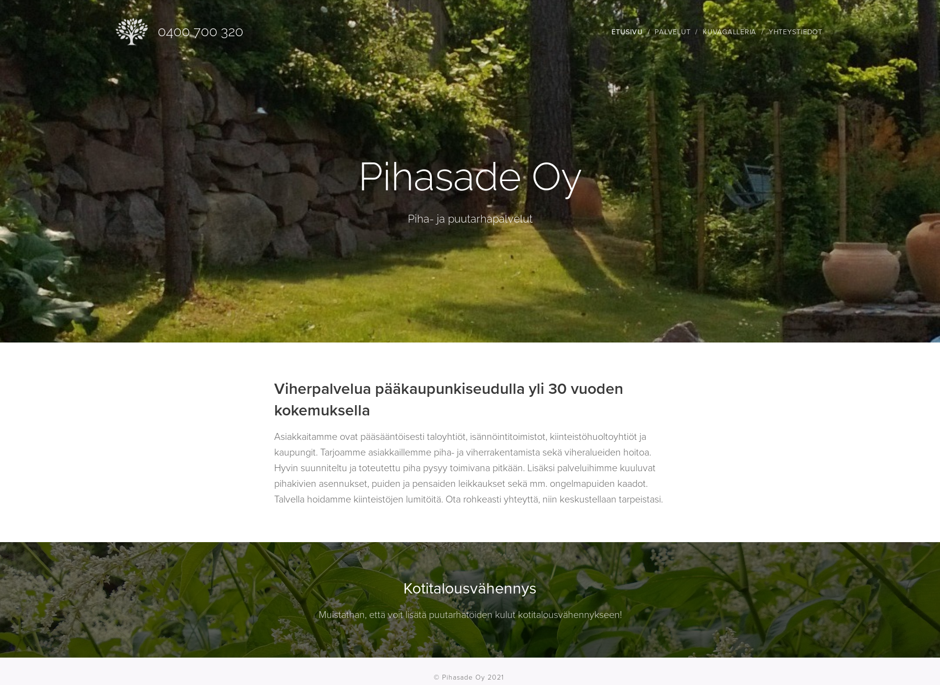 Screenshot for pihasade.fi