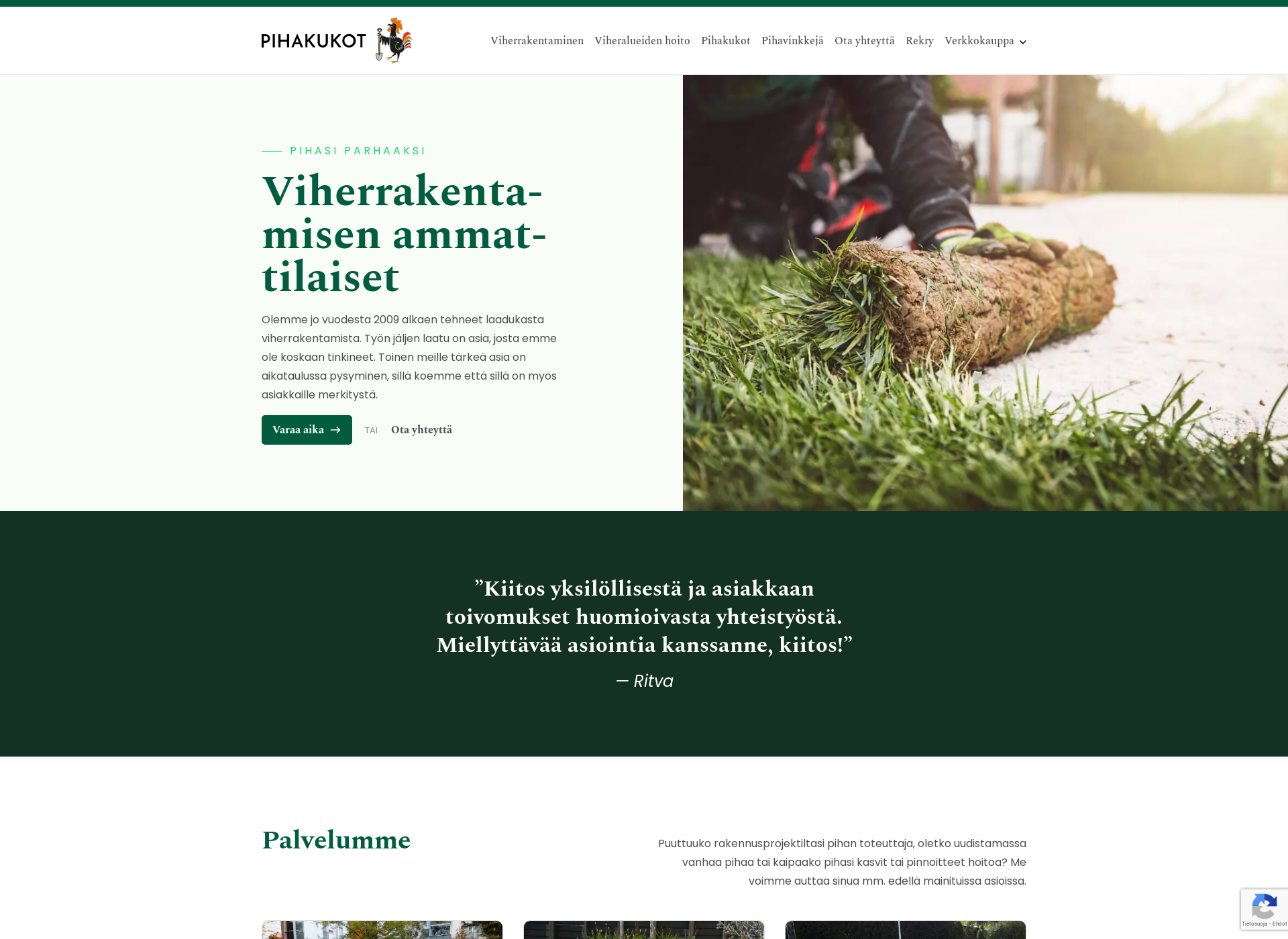 Skärmdump för pihasuunnittelija.fi